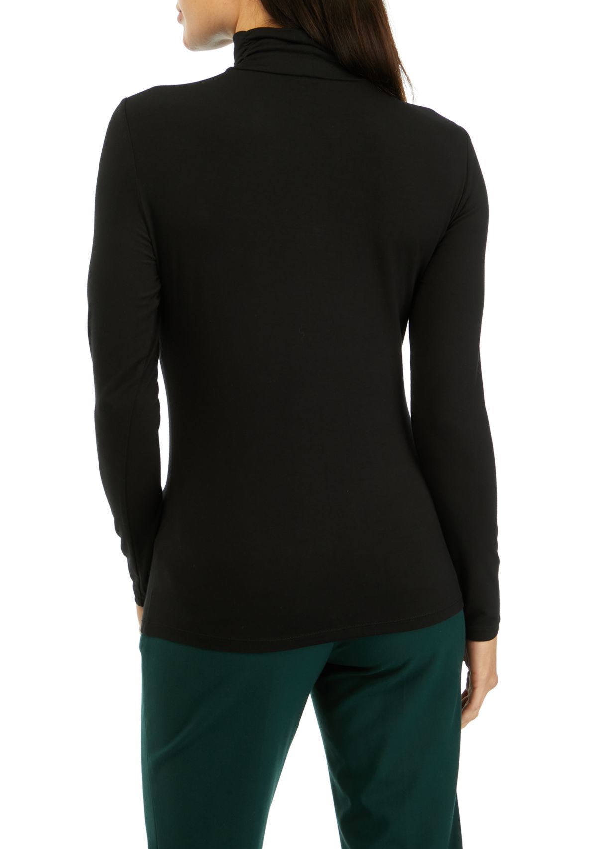 Petite Long Sleeve Jersey Turtleneck Blouse