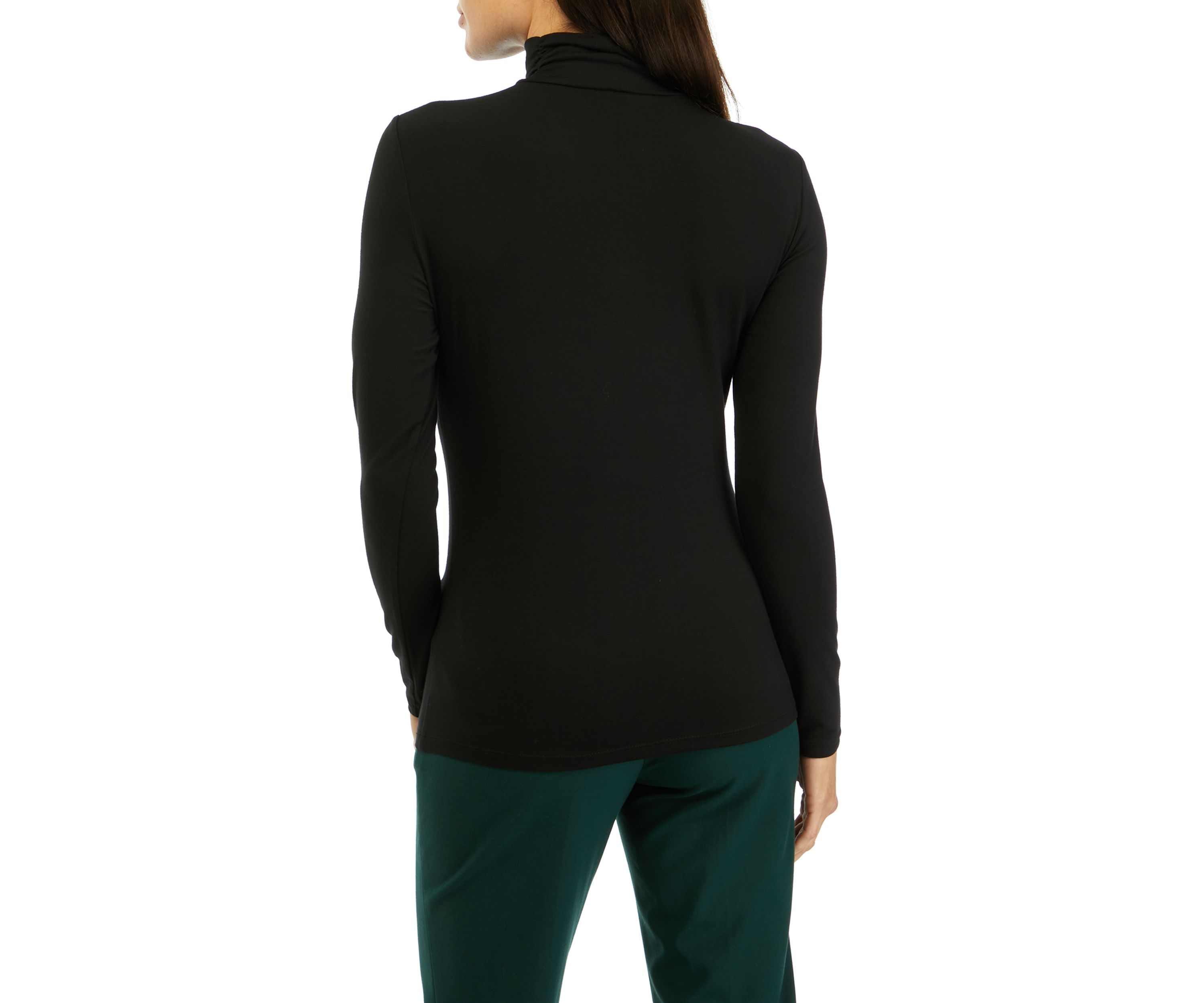 Petite Long Sleeve Jersey Turtleneck Blouse