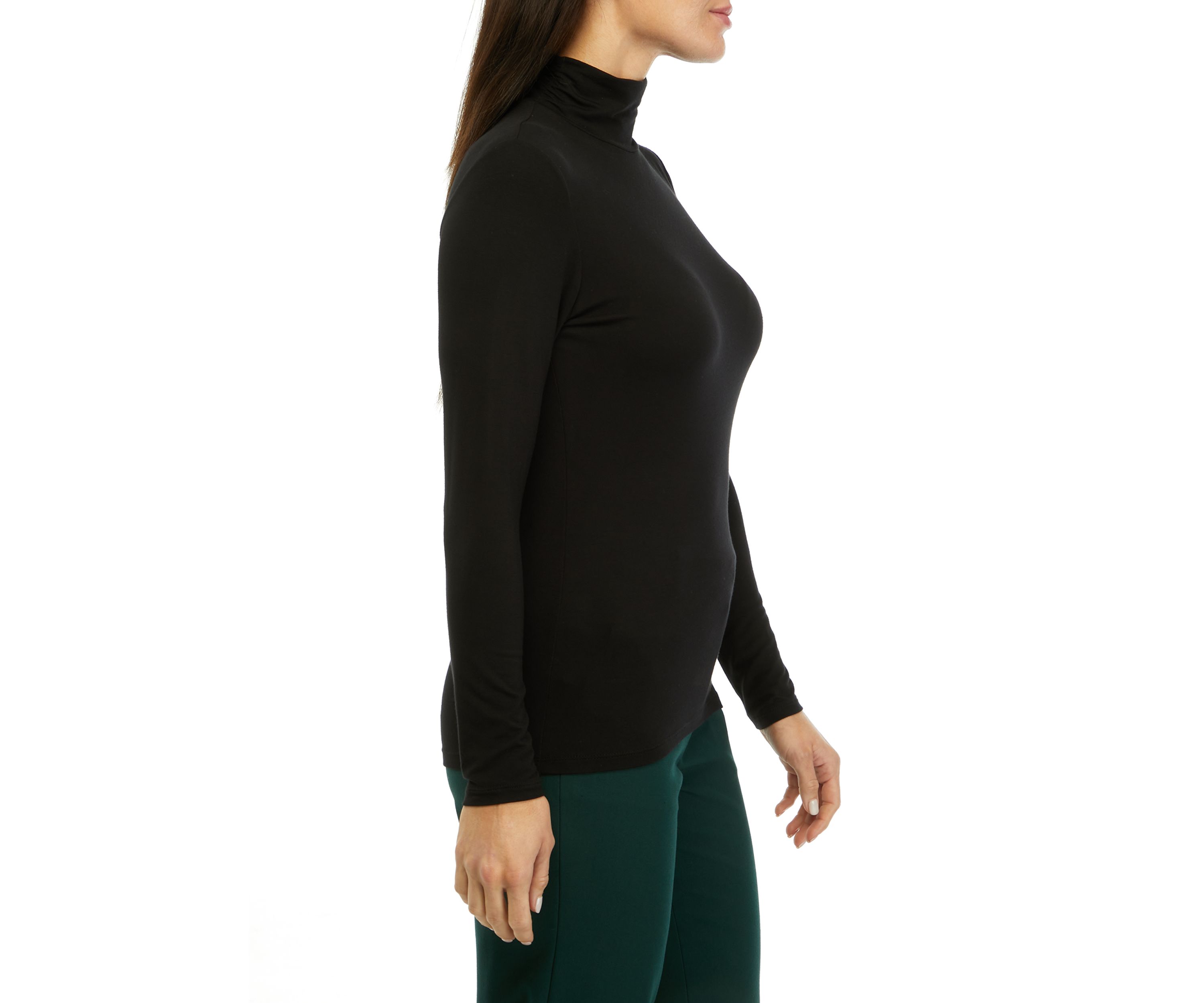 Petite Long Sleeve Jersey Turtleneck Blouse