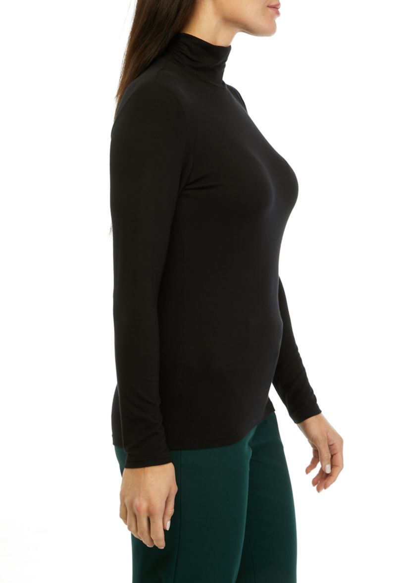 Petite Long Sleeve Jersey Turtleneck Blouse