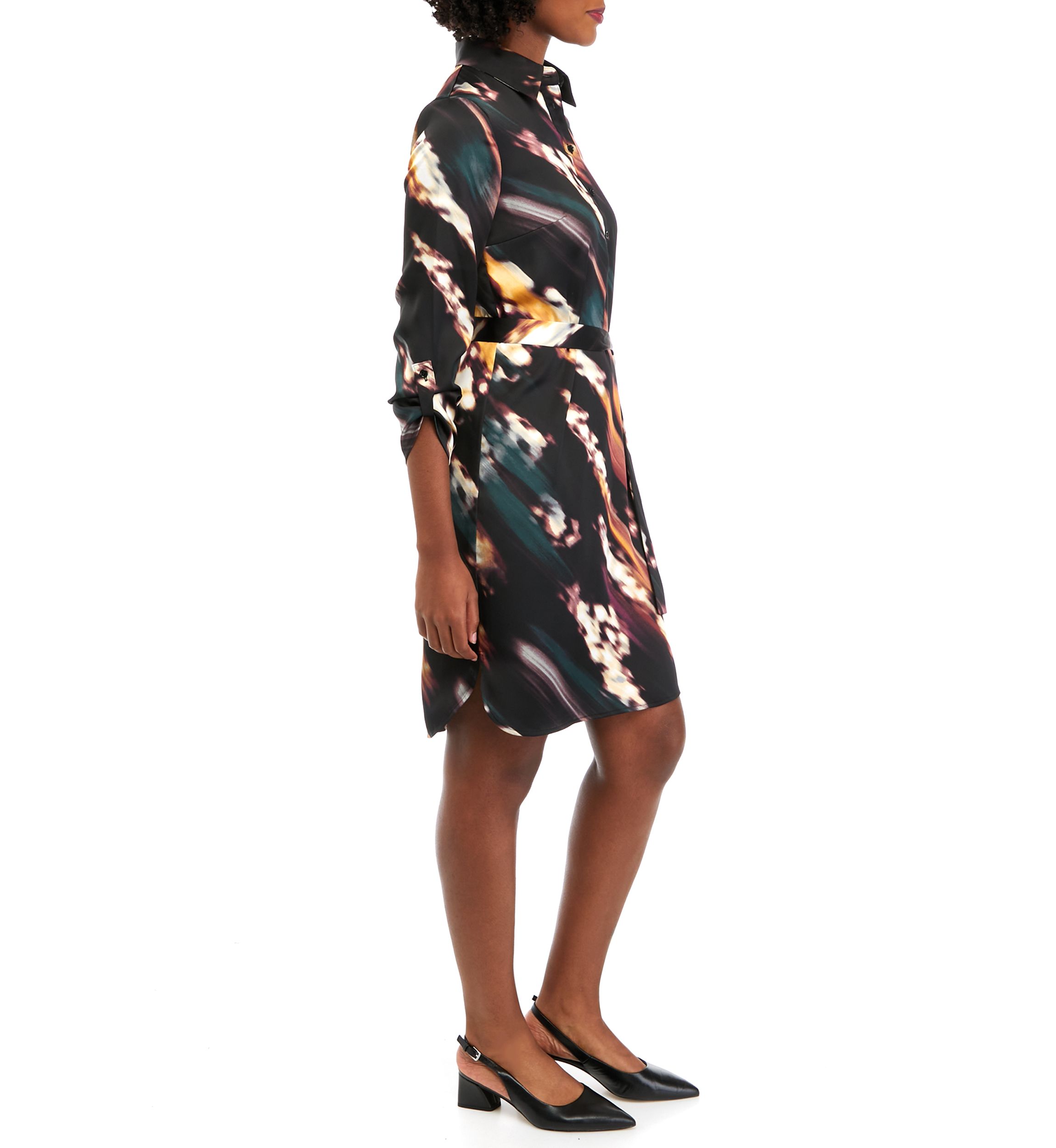 Petite Watercolor Print Shirtdress