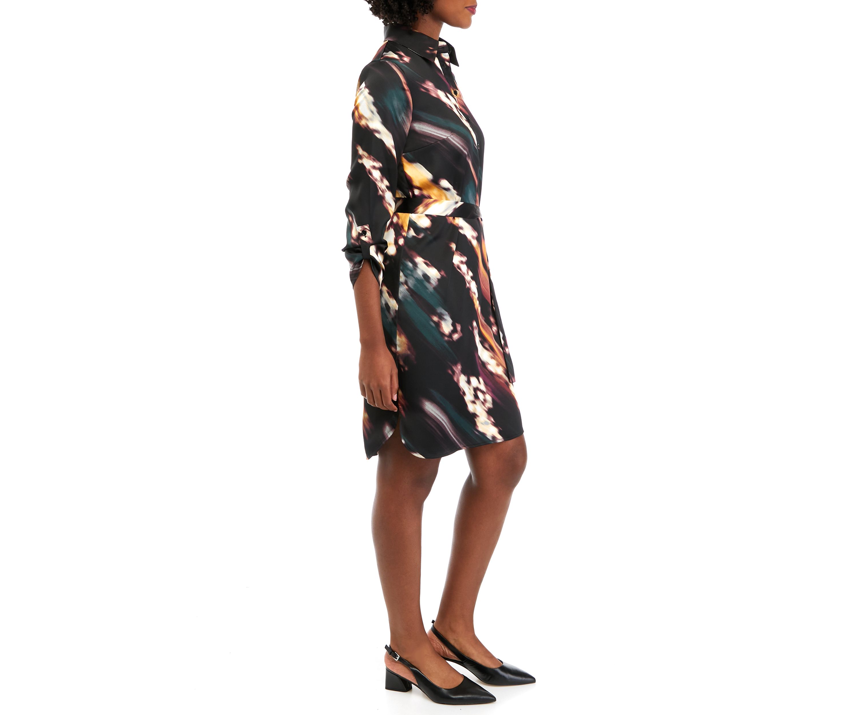 Petite Watercolor Print Shirtdress