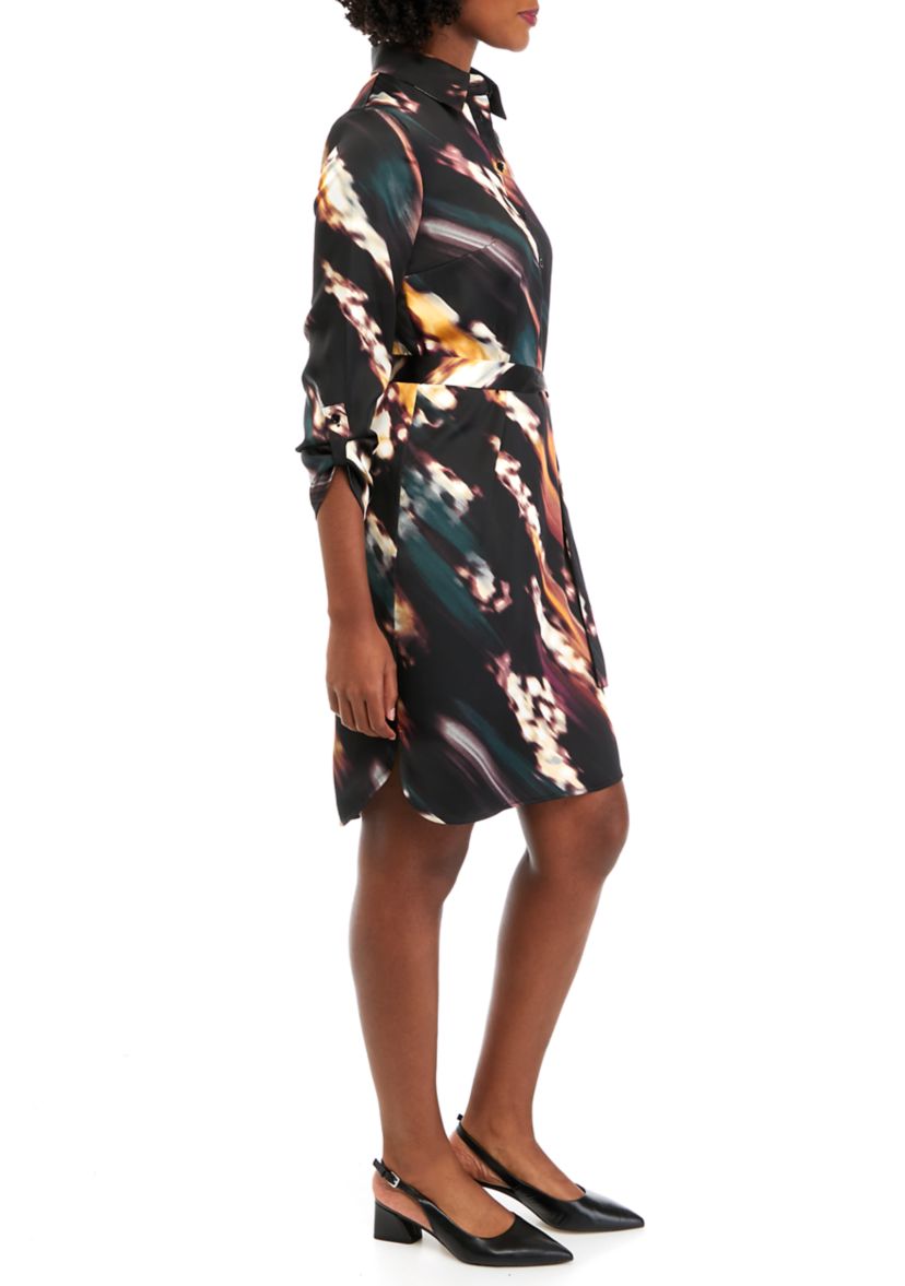 Petite Watercolor Print Shirtdress