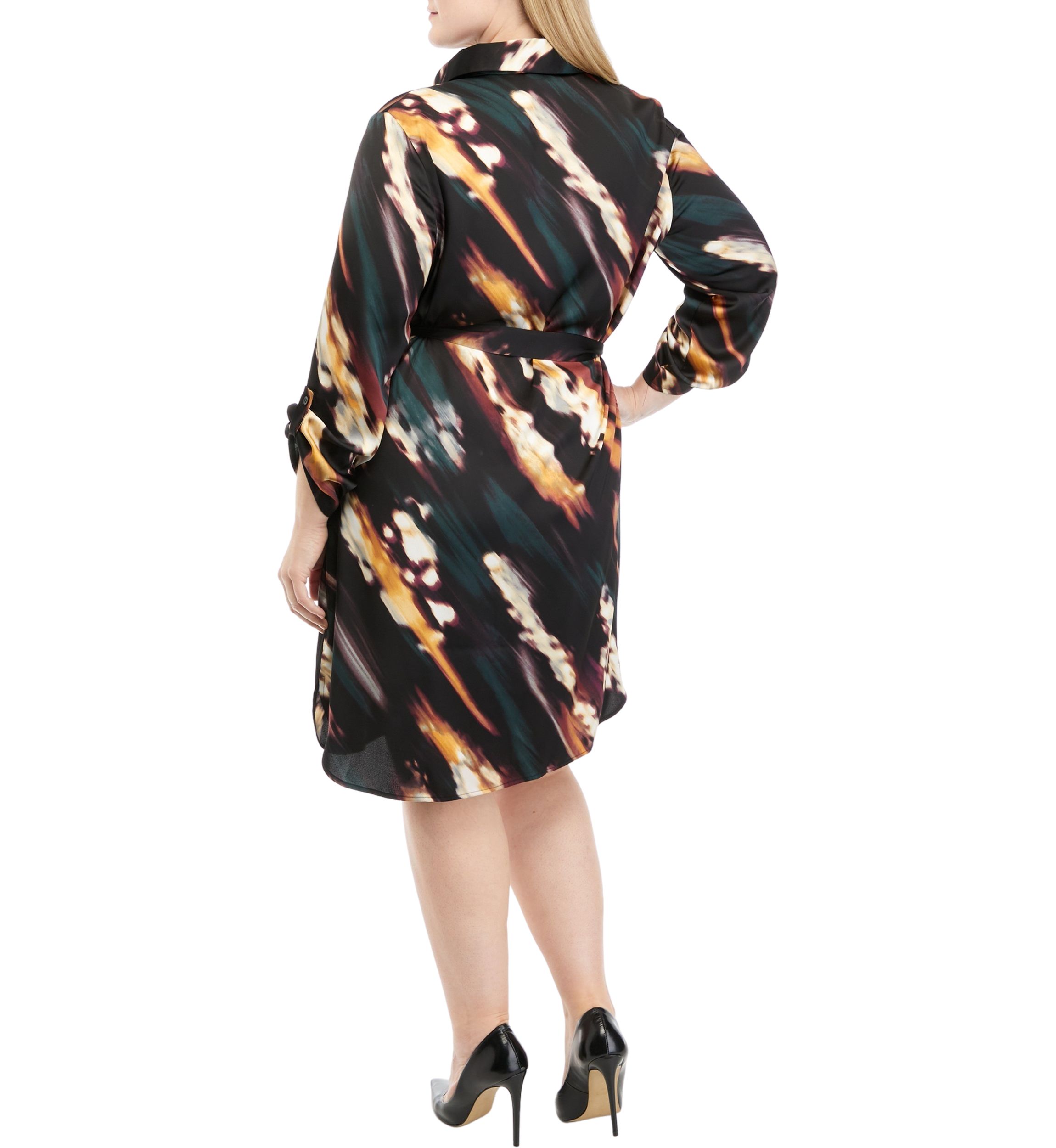 Plus Size Watercolor Print Shirtdress