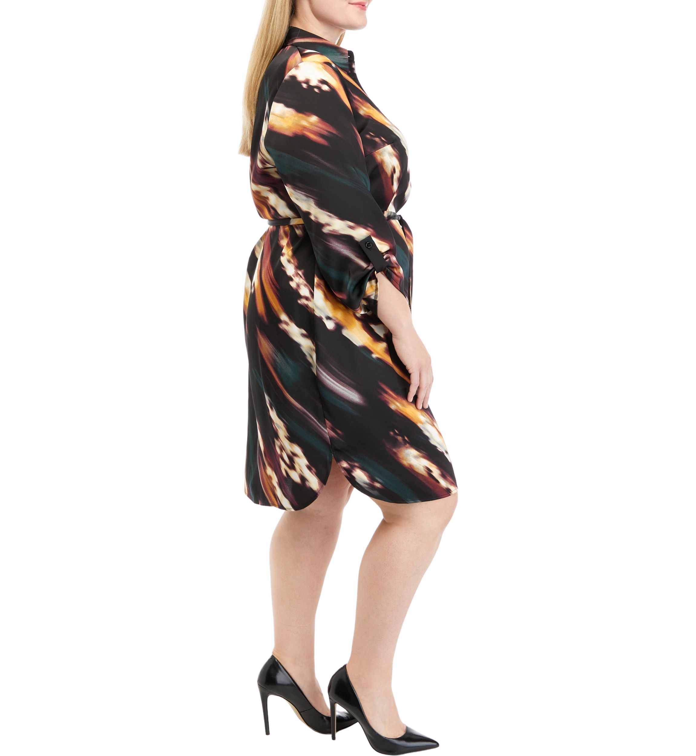 Plus Size Watercolor Print Shirtdress