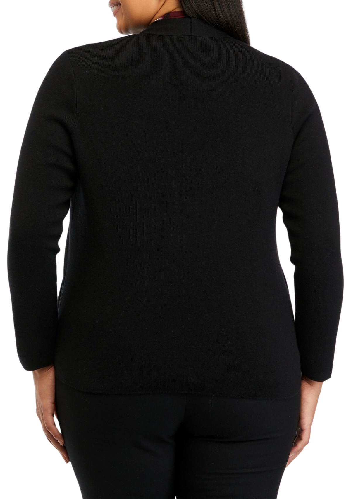 Plus Size Long Sleeve Cardigan with Side Slit