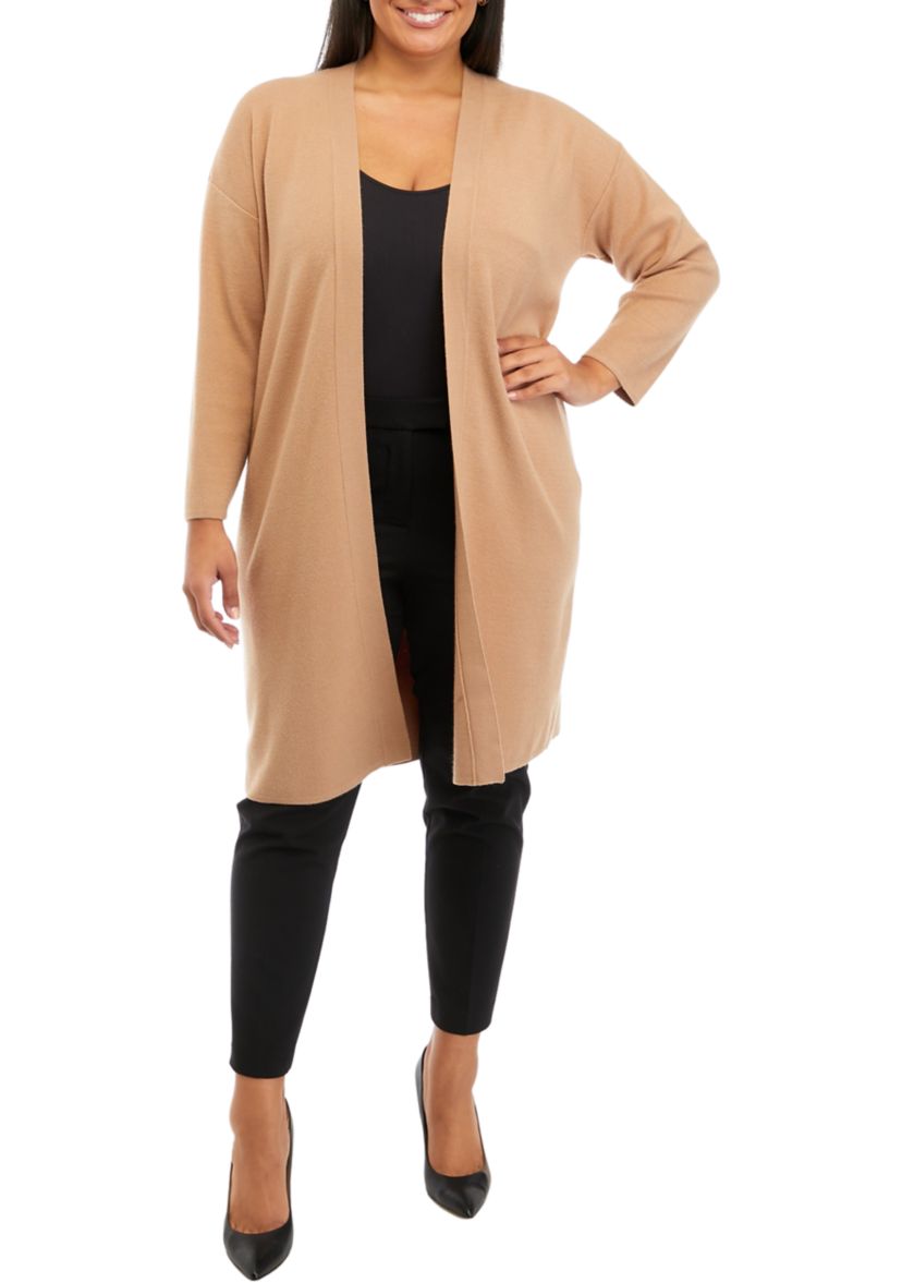 Plus Size Long Sleeve Long Cardigan