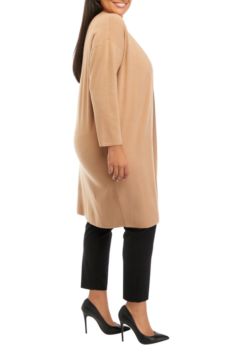 Plus Size Long Sleeve Long Cardigan