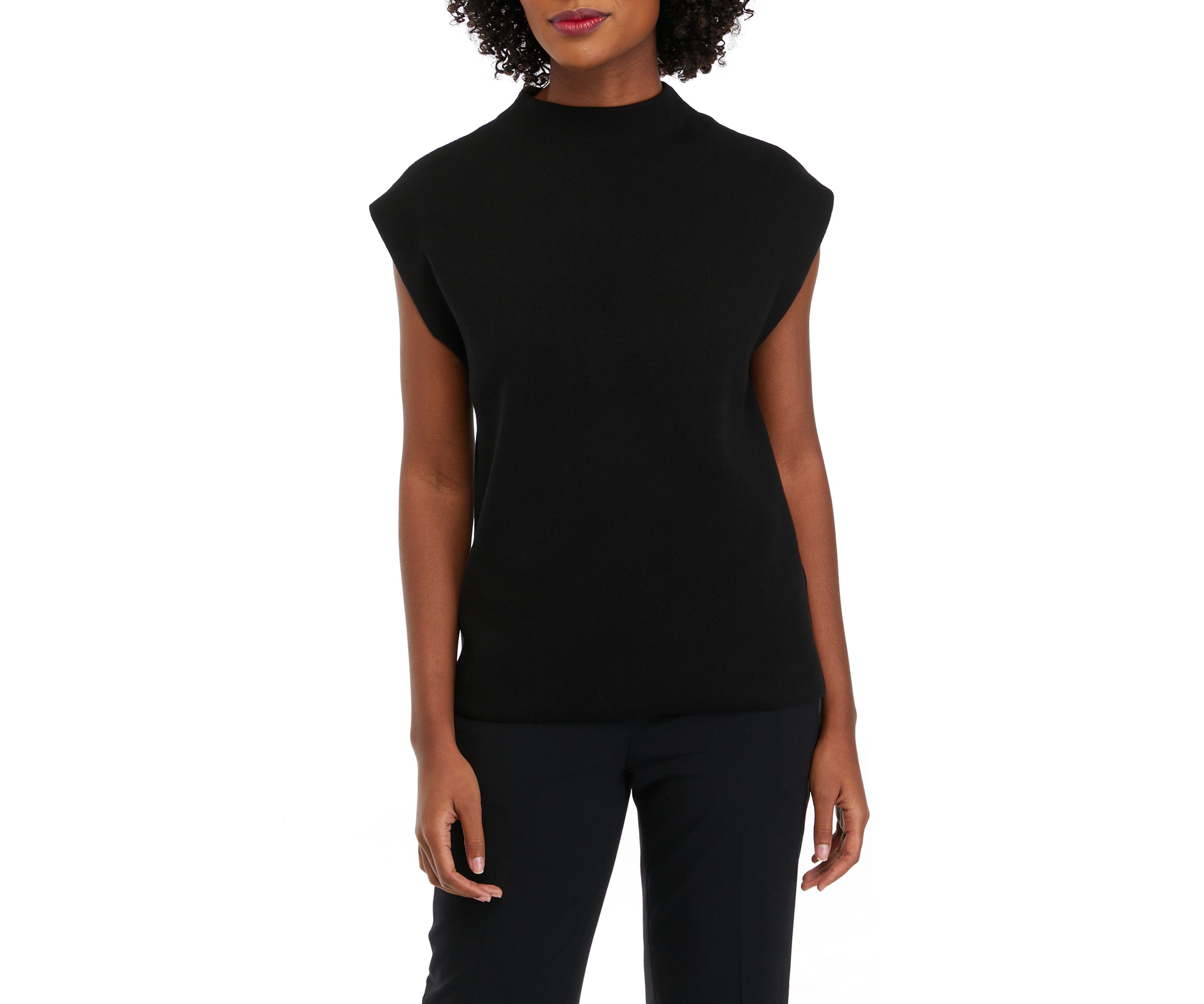 Womens Sleeveless Funnel Neck Sweater
