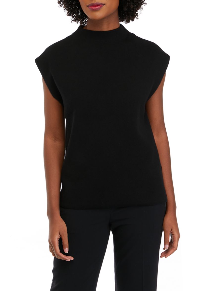 Womens Sleeveless Funnel Neck Sweater