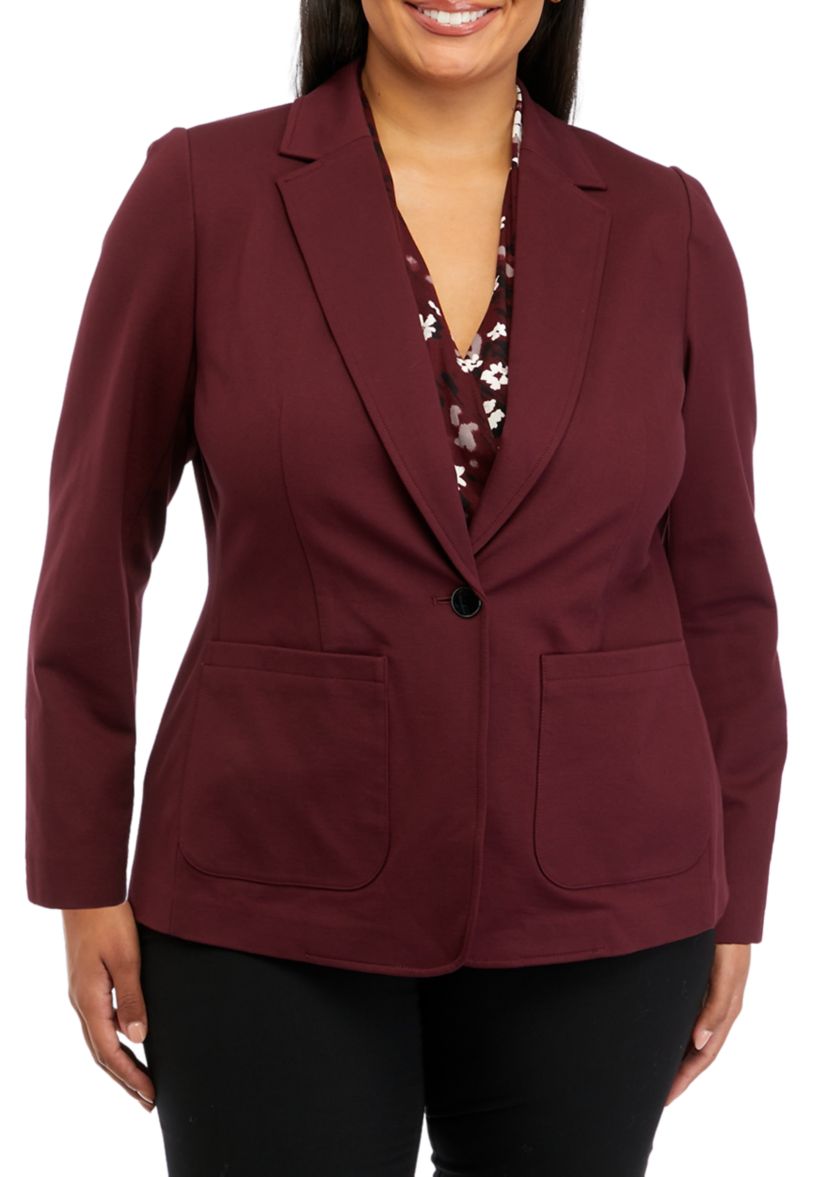 Plus Size Compression One Button Jacket