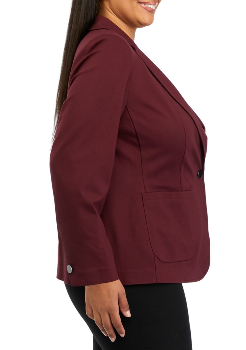 Plus Size Compression One Button Jacket