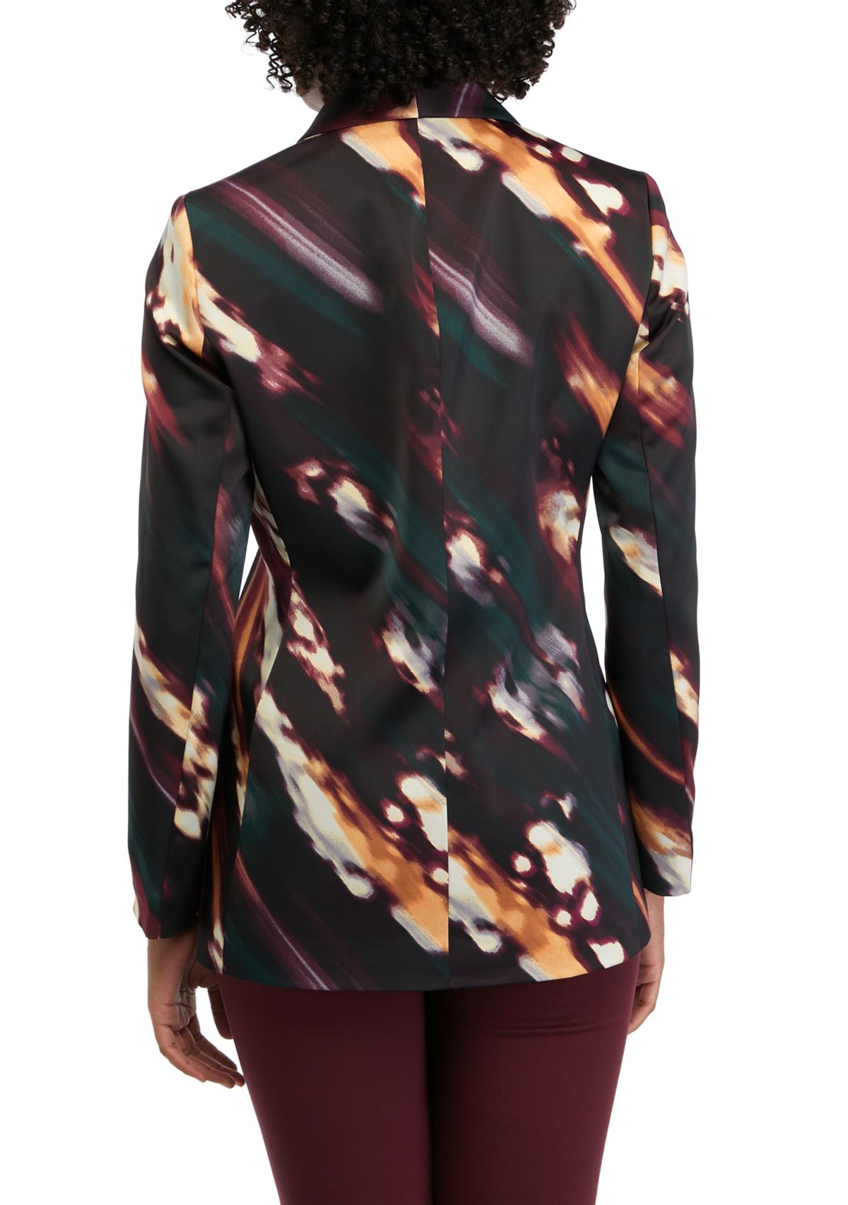 Womens Watercolor Print Satin Jacket
