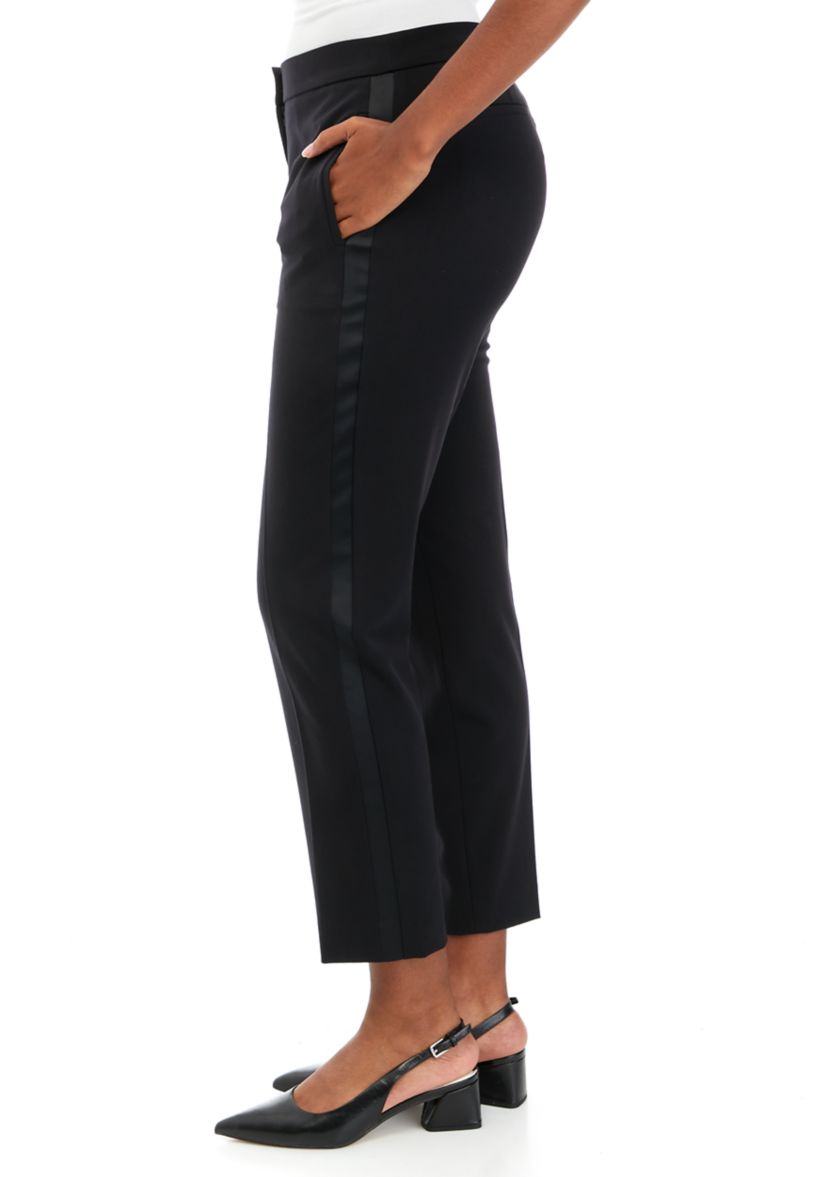 Womens Bi Stretch Tuxedo Stripe Slim Ankle Pants