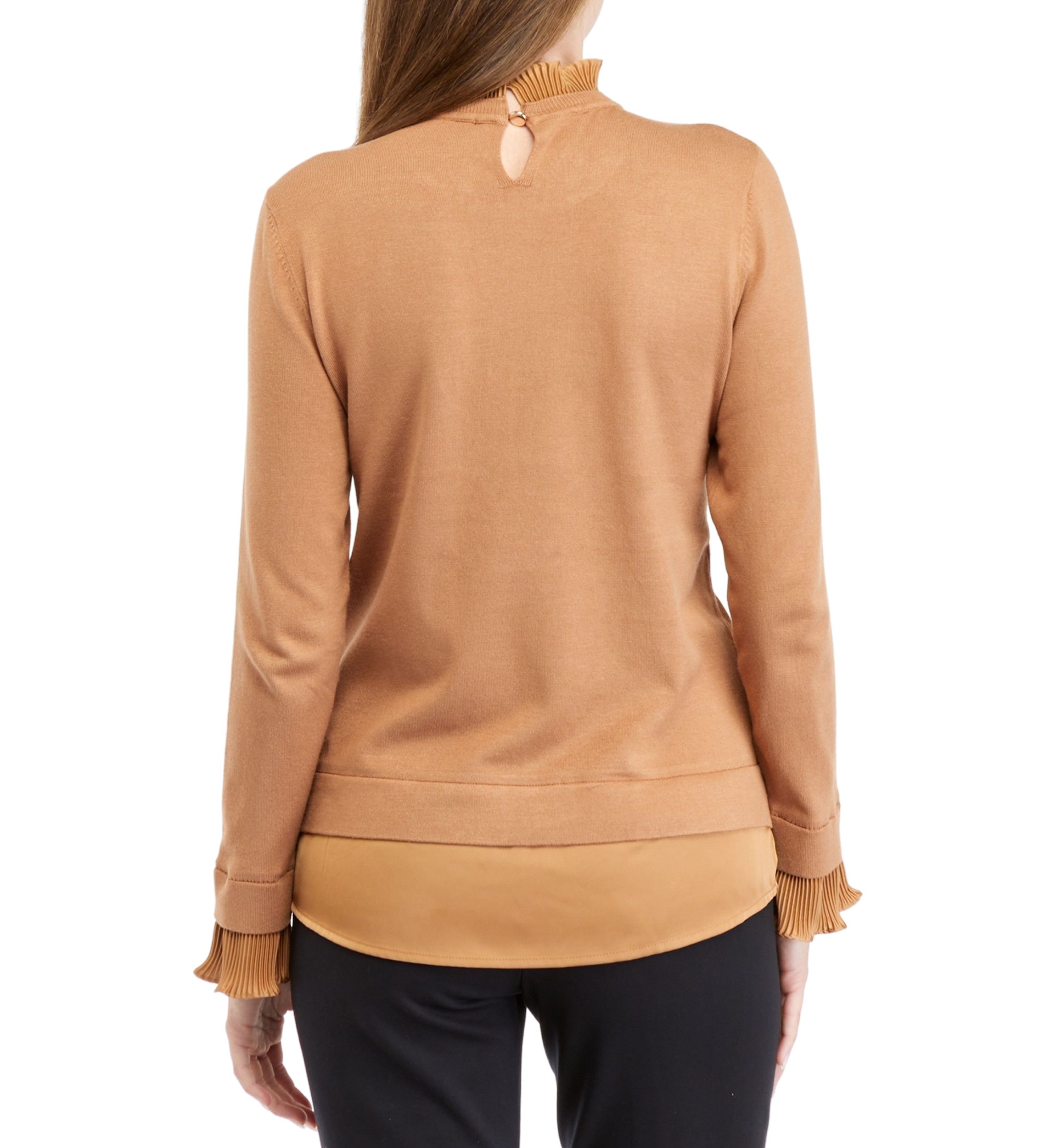 Womens Ruffle Neck 2Fer Sweater