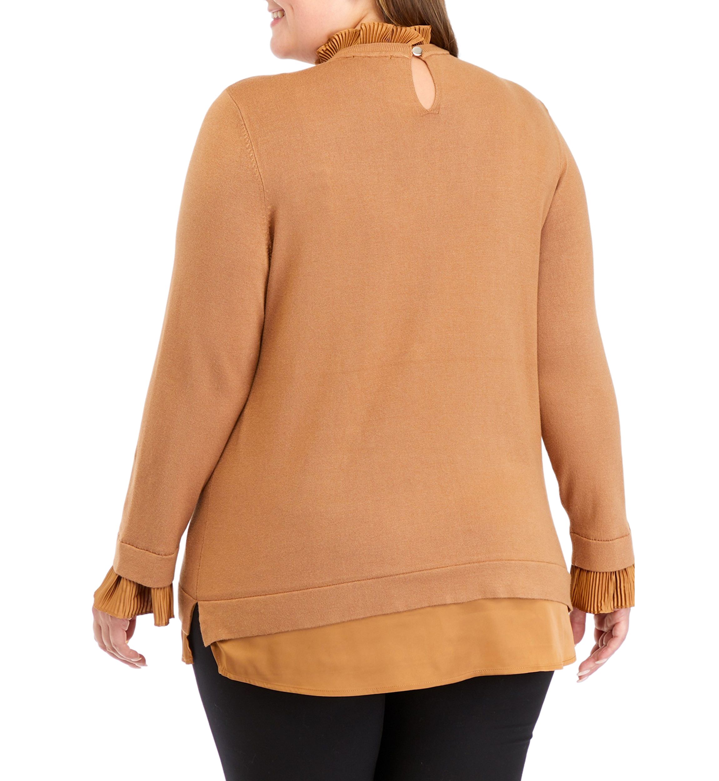 Plus Size Long Sleeve 2fer Sweater Blouse
