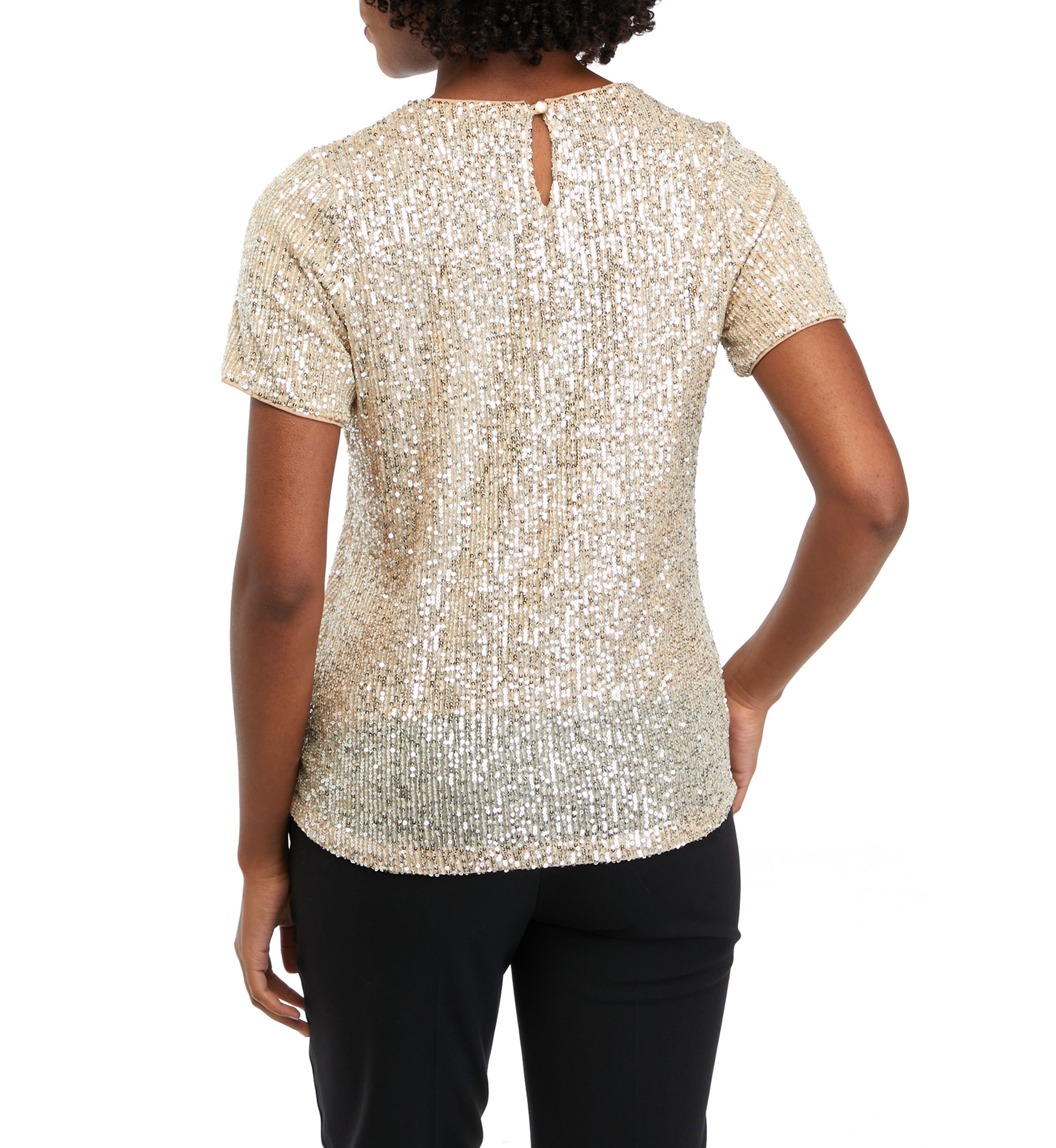 Petite Short Sleeve Sequin T-Shirt