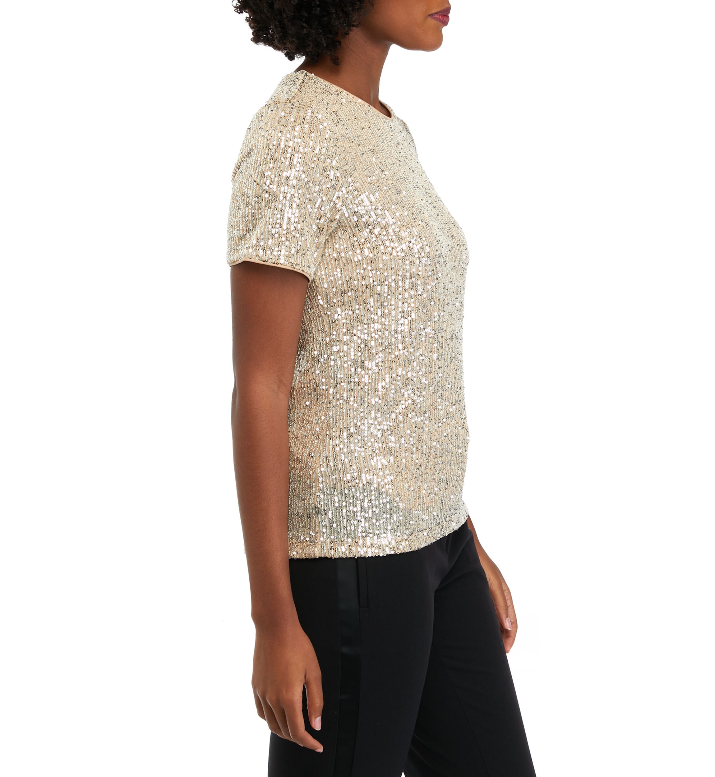 Petite Short Sleeve Sequin T-Shirt