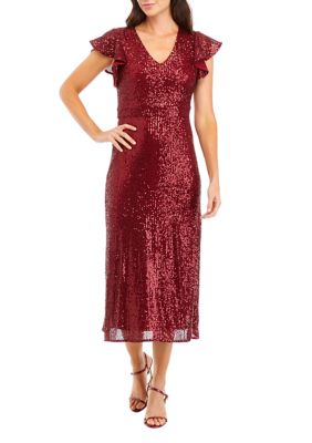 DONNA Red Rust Pleated Dress  Women's Designer Dress – Steve