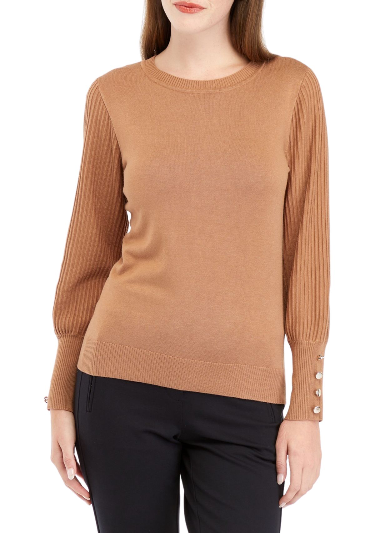 Womens Pleated Sleeve Sweater