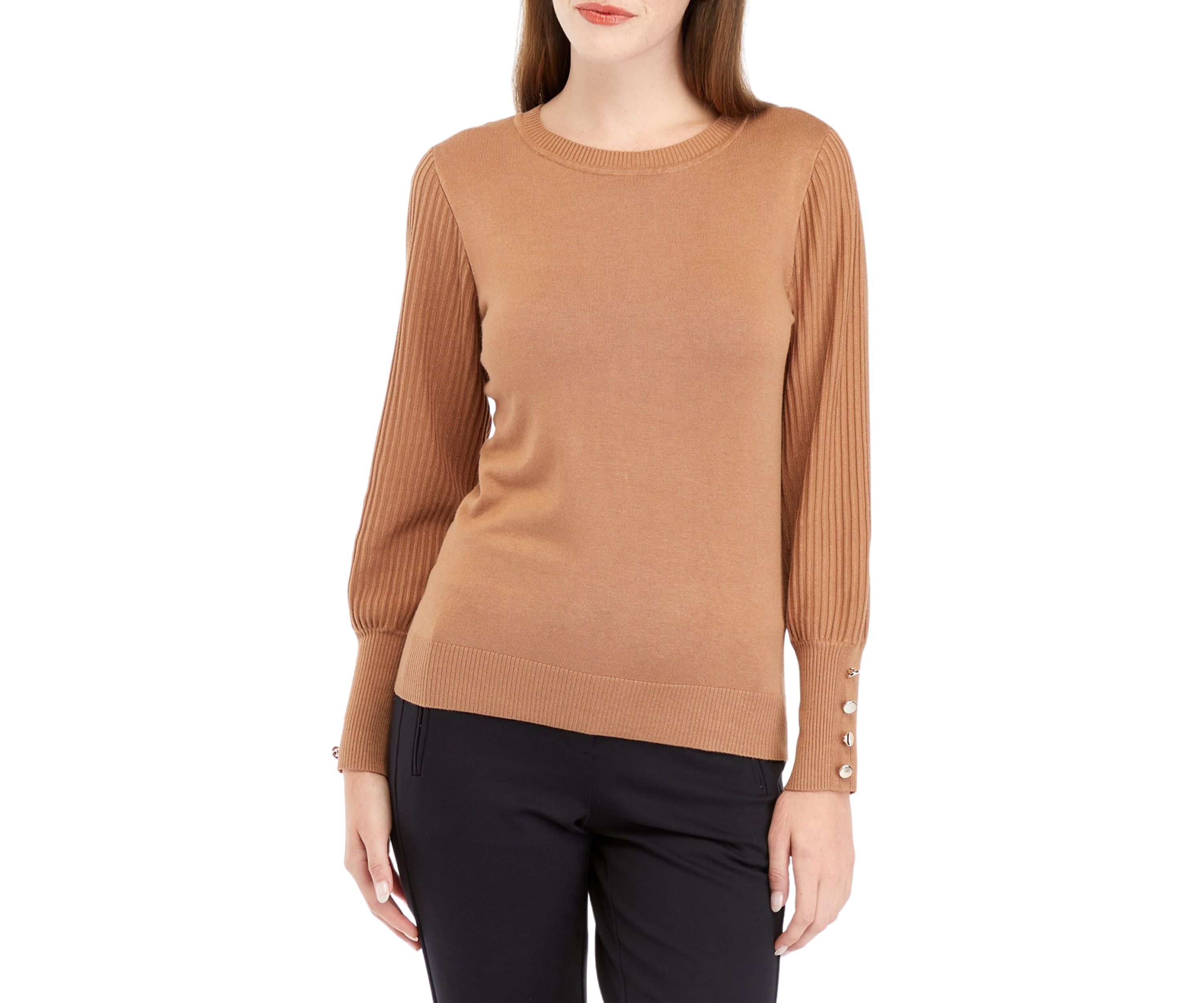 Womens Pleated Sleeve Sweater