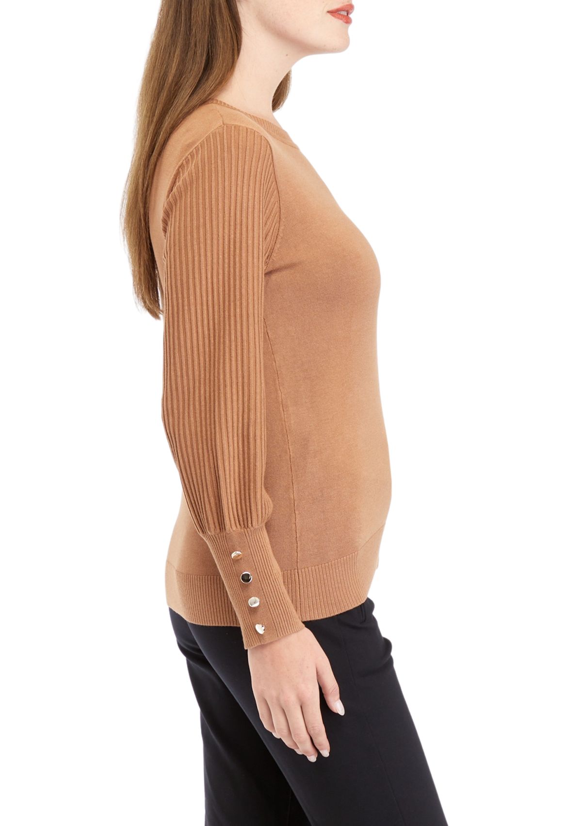 Womens Pleated Sleeve Sweater
