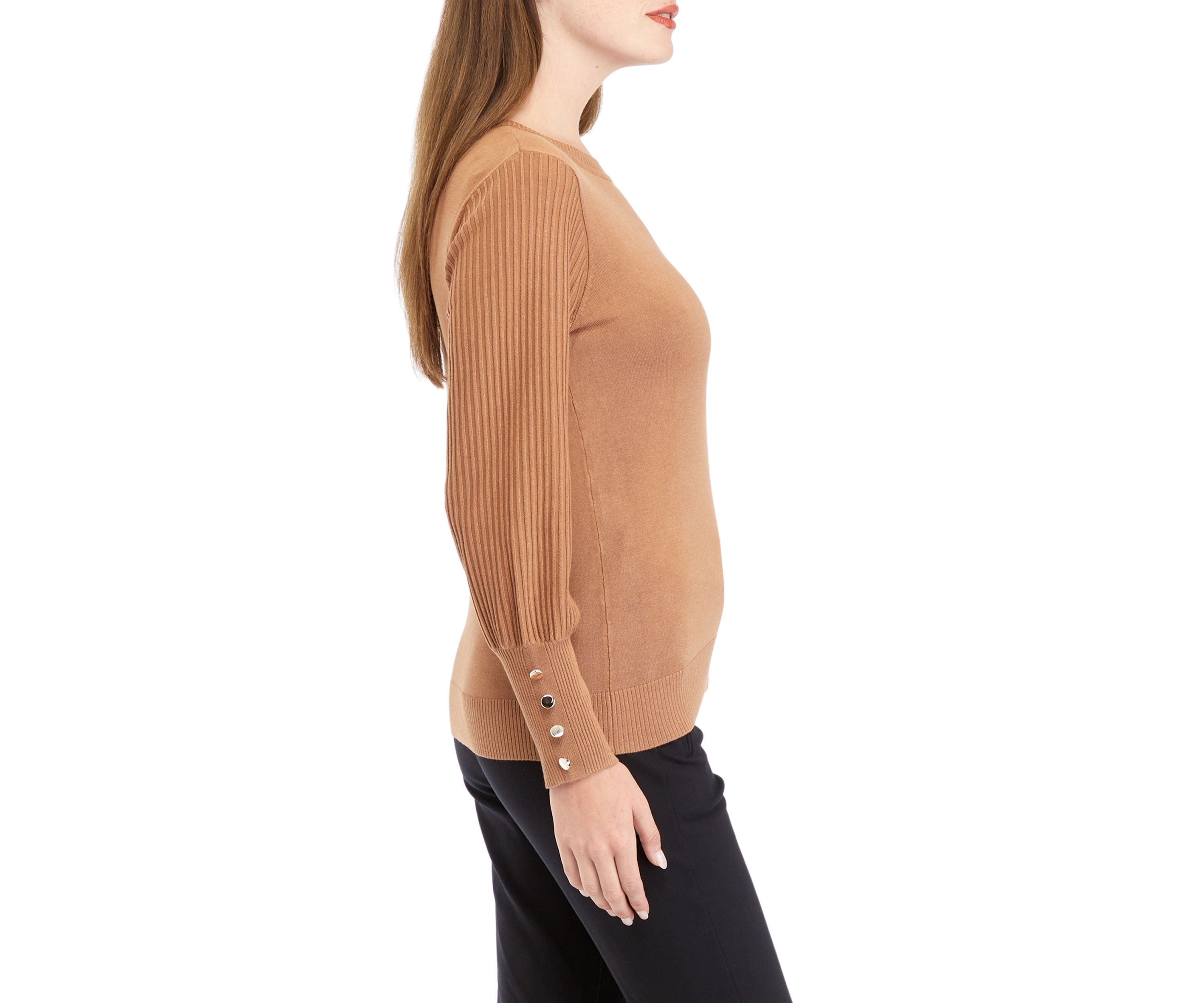 Womens Pleated Sleeve Sweater