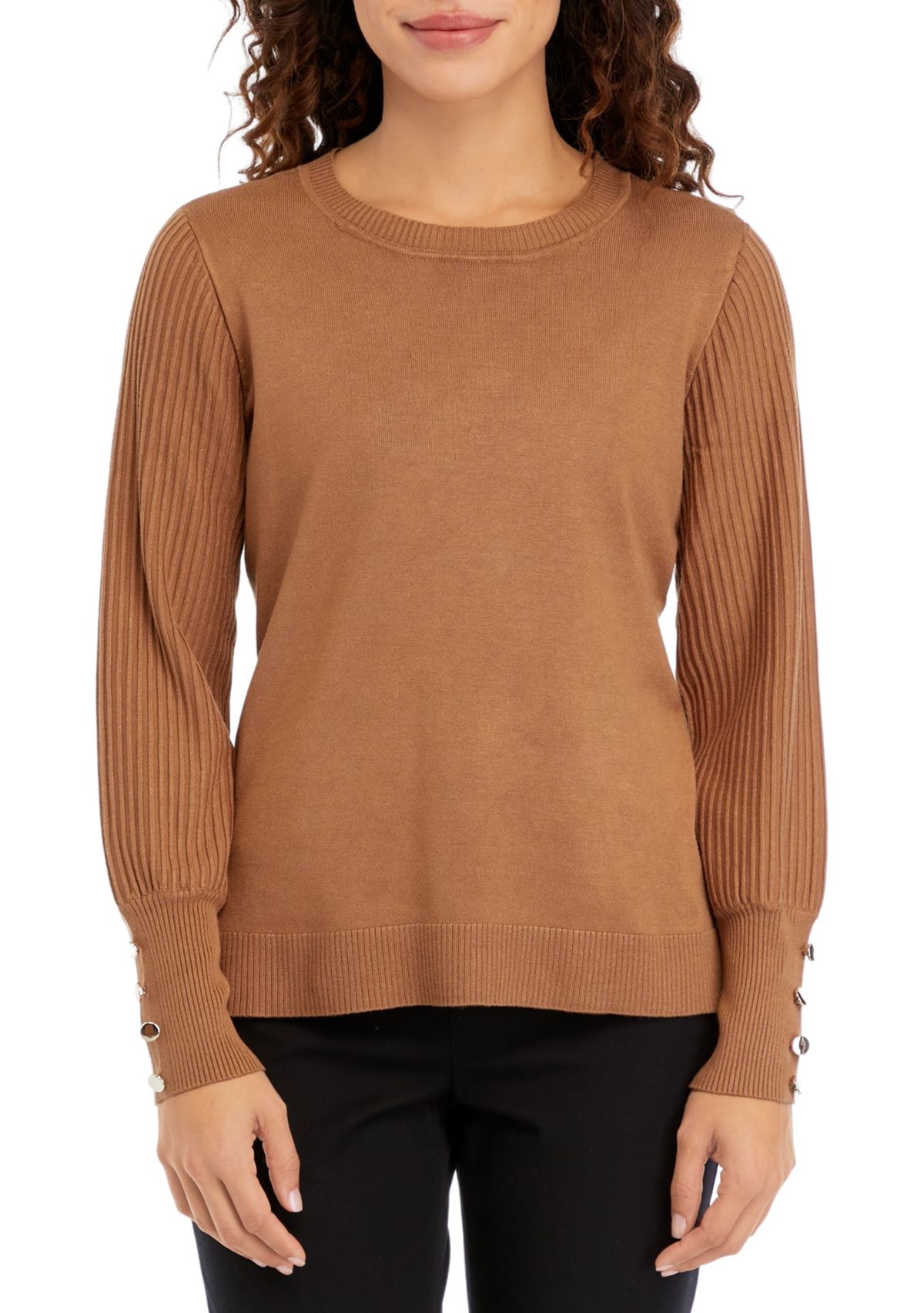 Petite Balloon Sleeve Mock Neck Sweater 