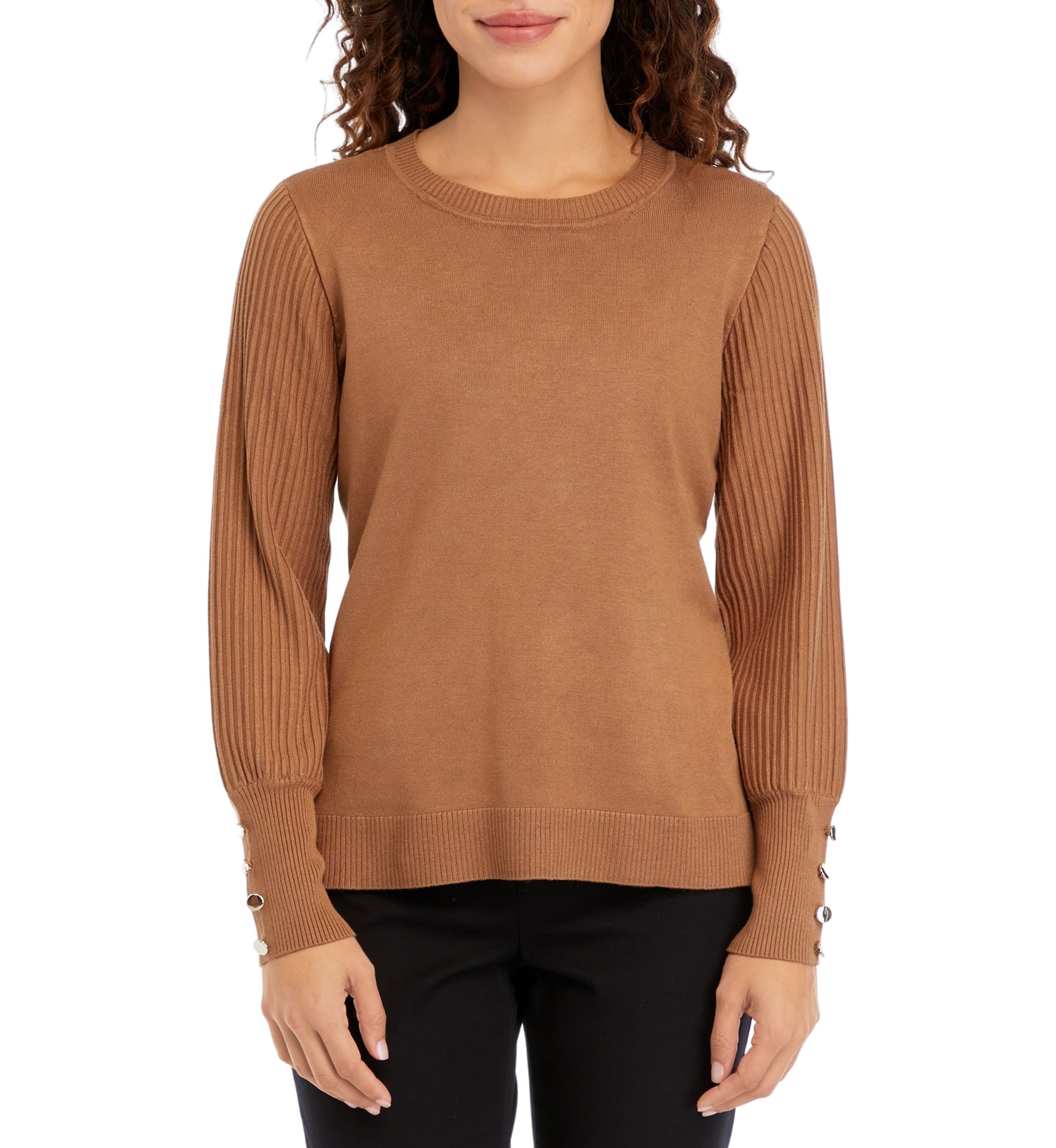 Petite Balloon Sleeve Mock Neck Sweater 