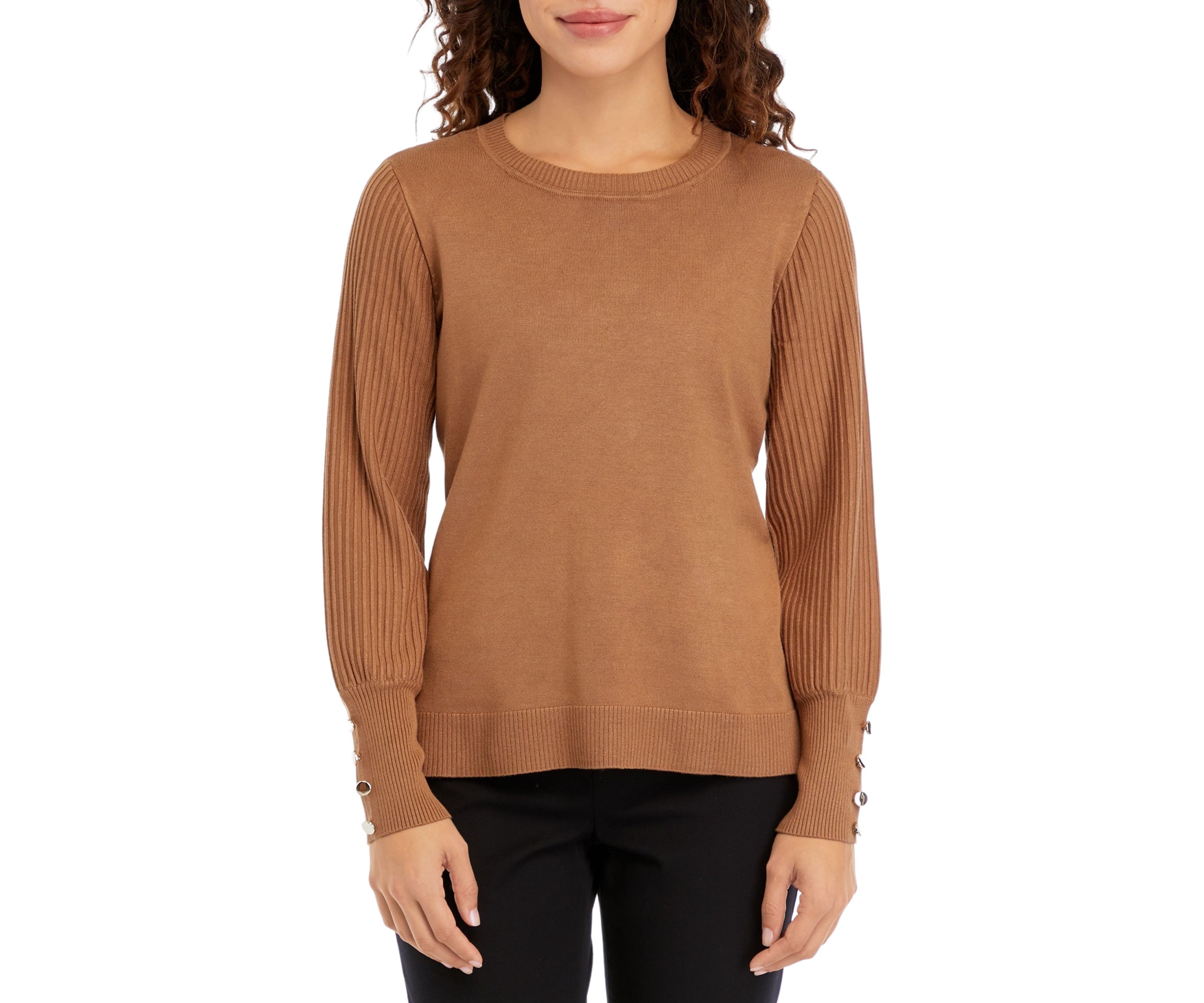Petite Balloon Sleeve Mock Neck Sweater 