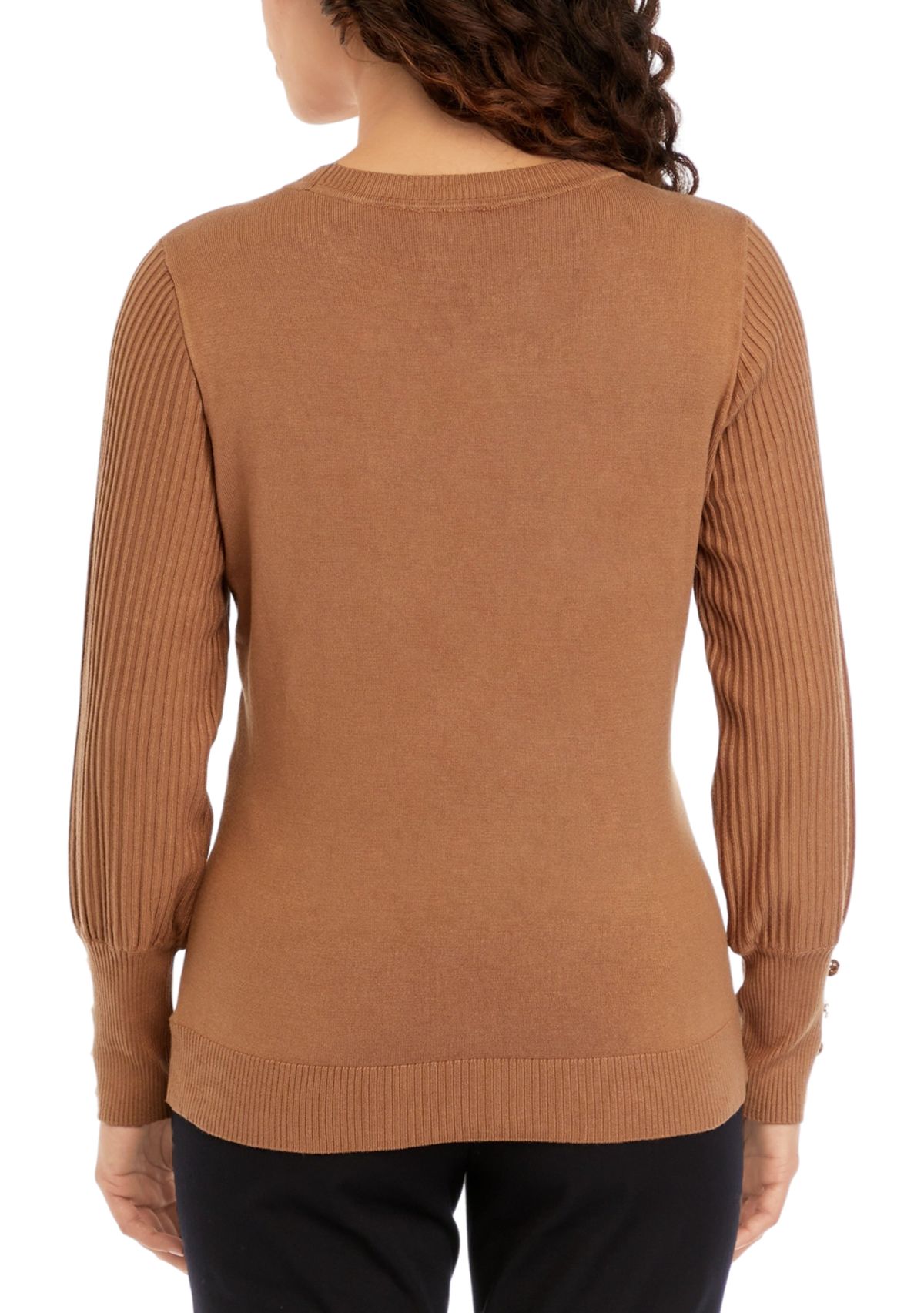 Petite Balloon Sleeve Mock Neck Sweater 