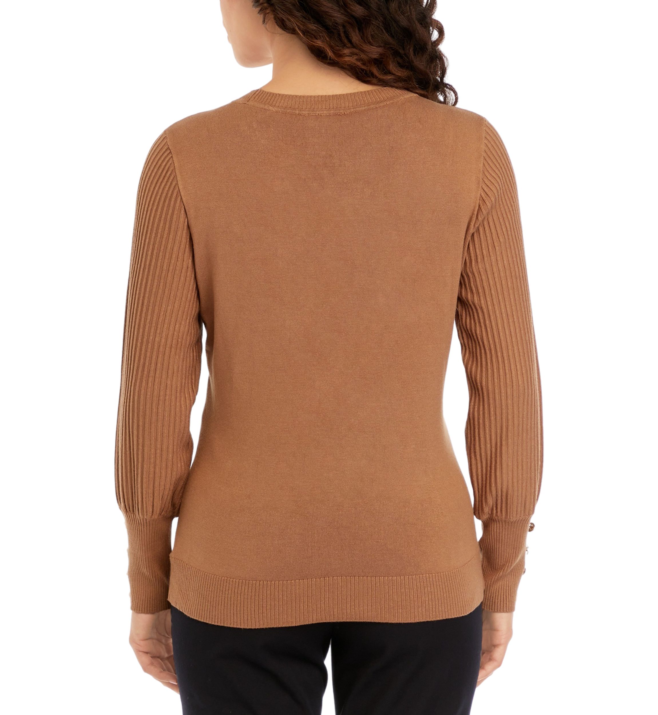 Petite Balloon Sleeve Mock Neck Sweater 