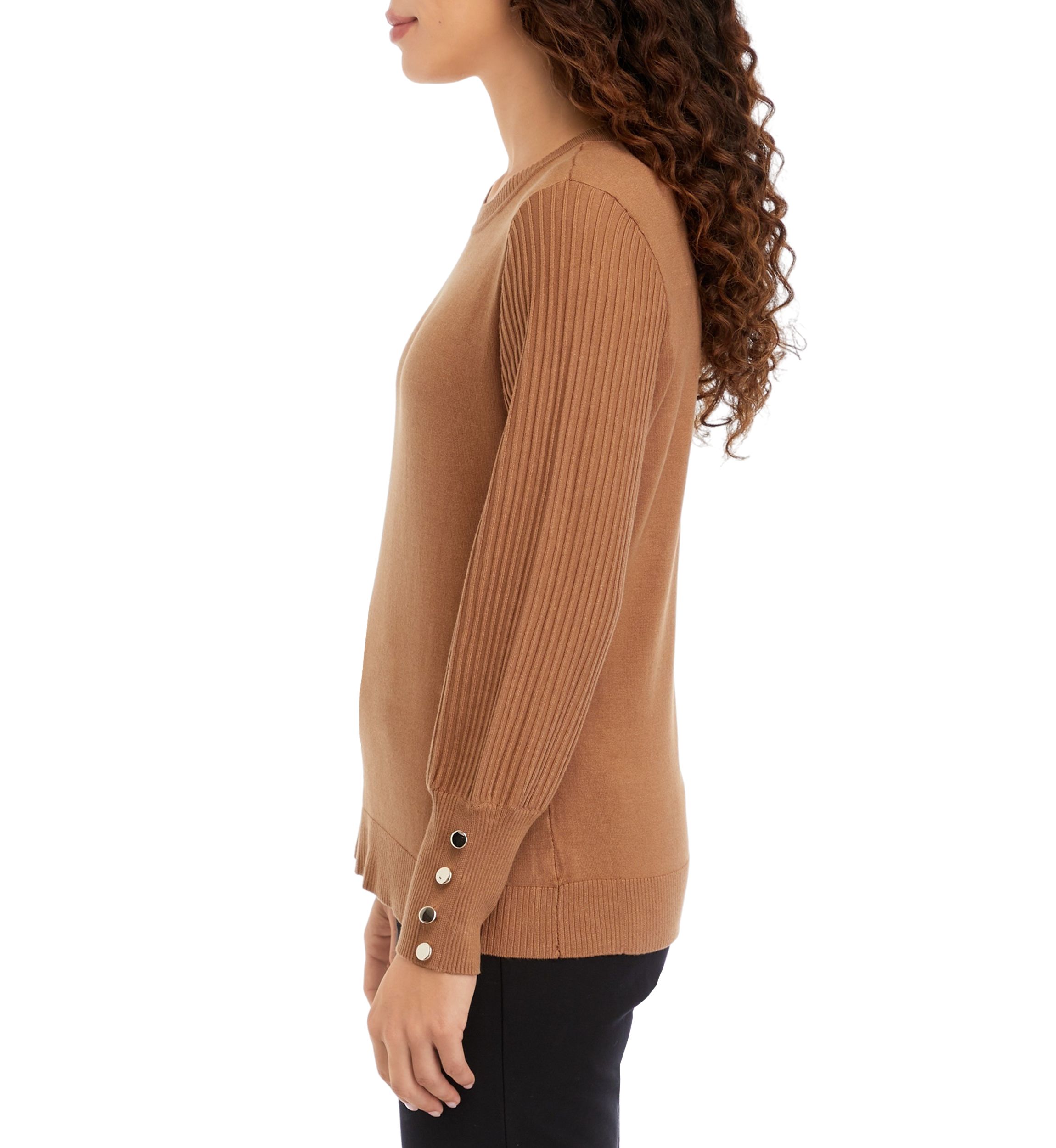 Petite Balloon Sleeve Mock Neck Sweater 