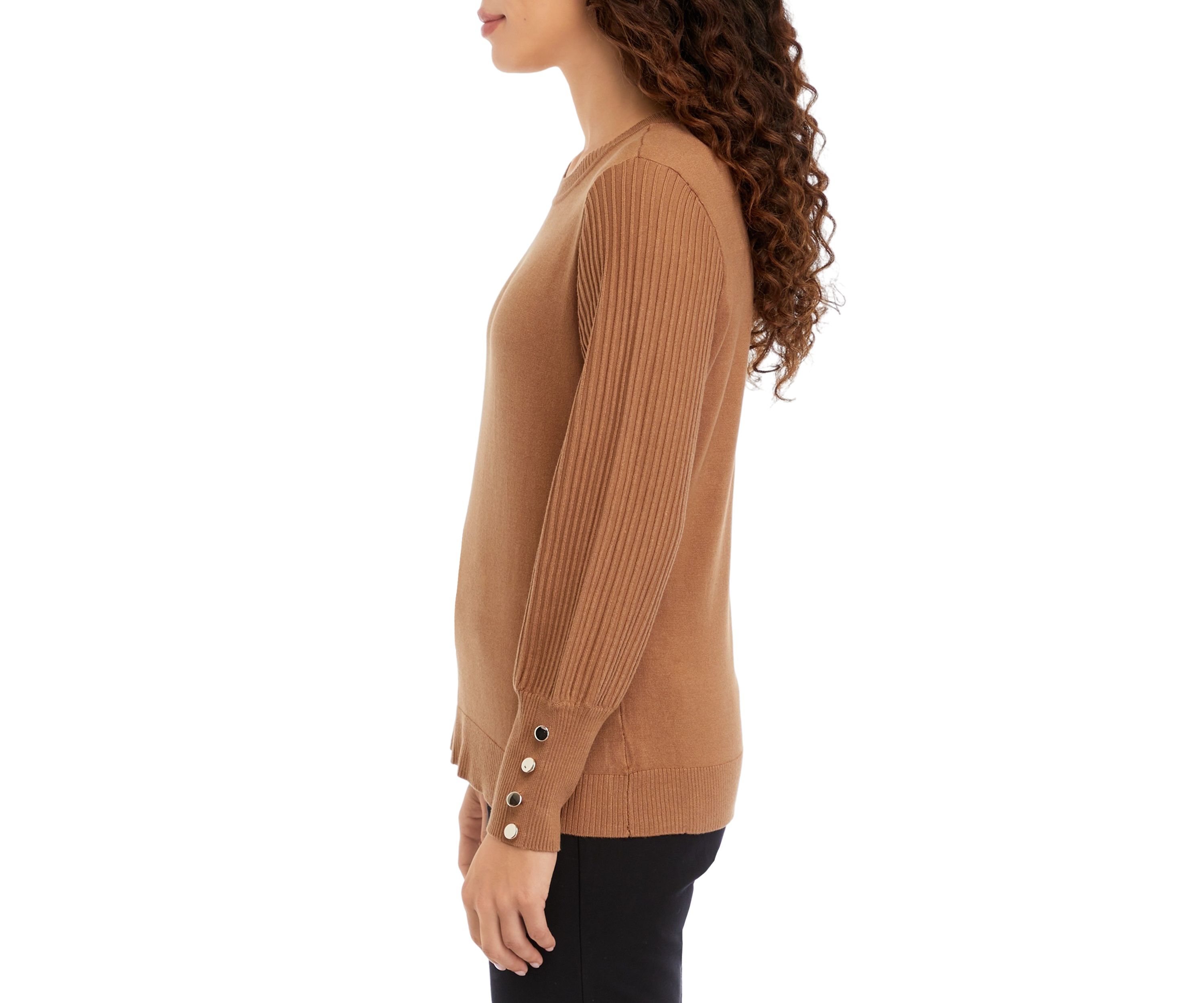 Petite Balloon Sleeve Mock Neck Sweater 