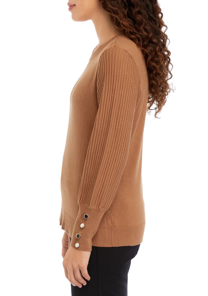 Petite Balloon Sleeve Mock Neck Sweater 