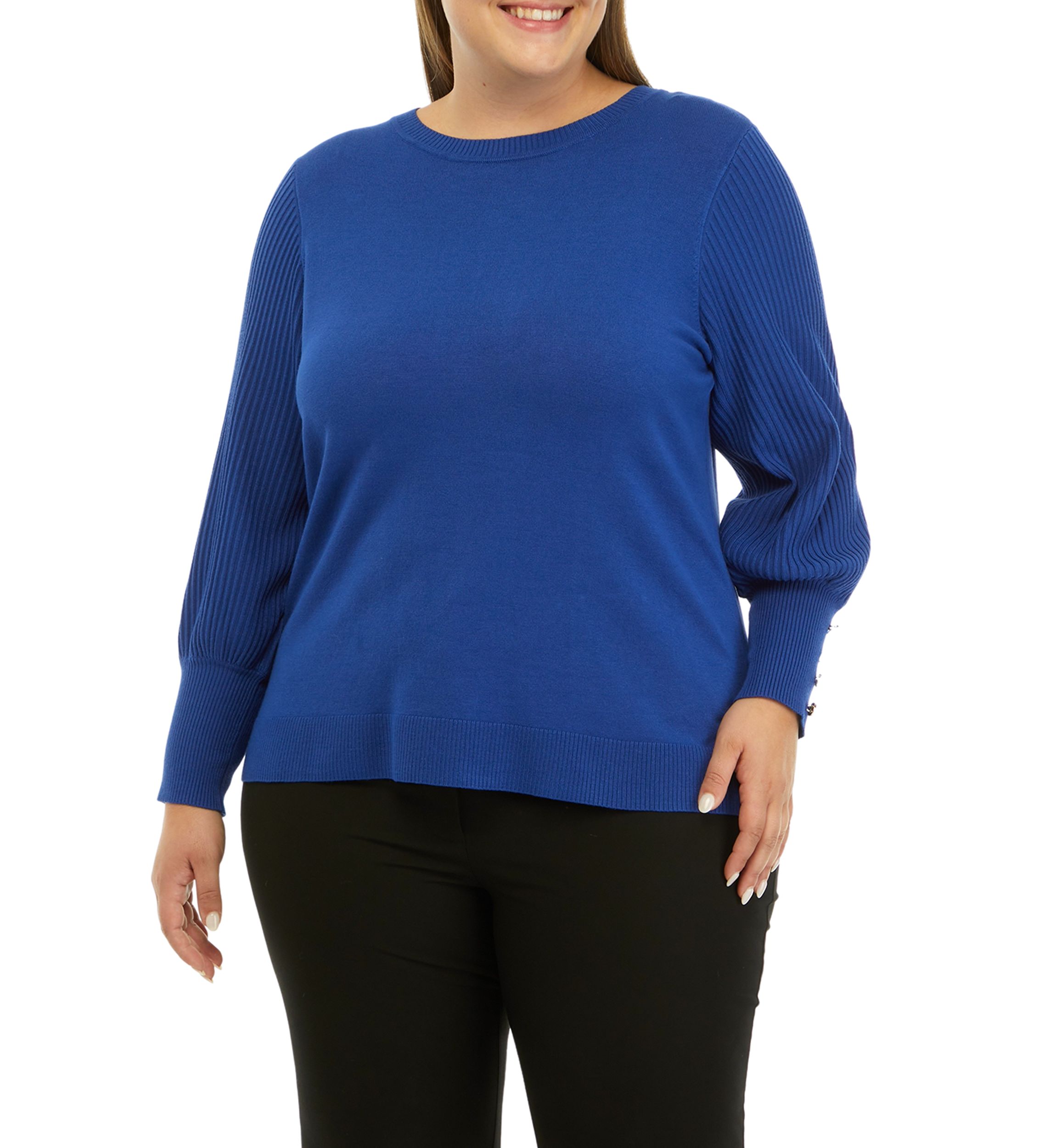Plus Size Pleat Sleeve Sweater
