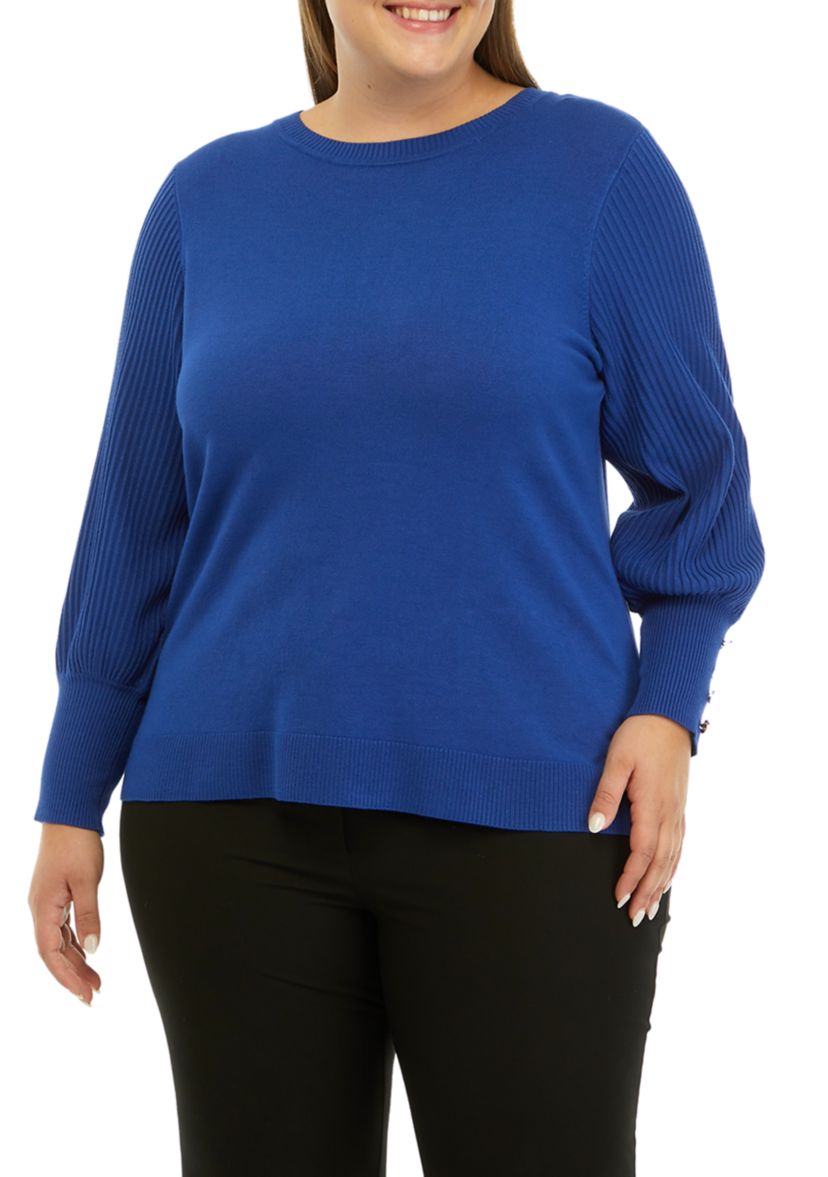 Plus Size Pleat Sleeve Sweater