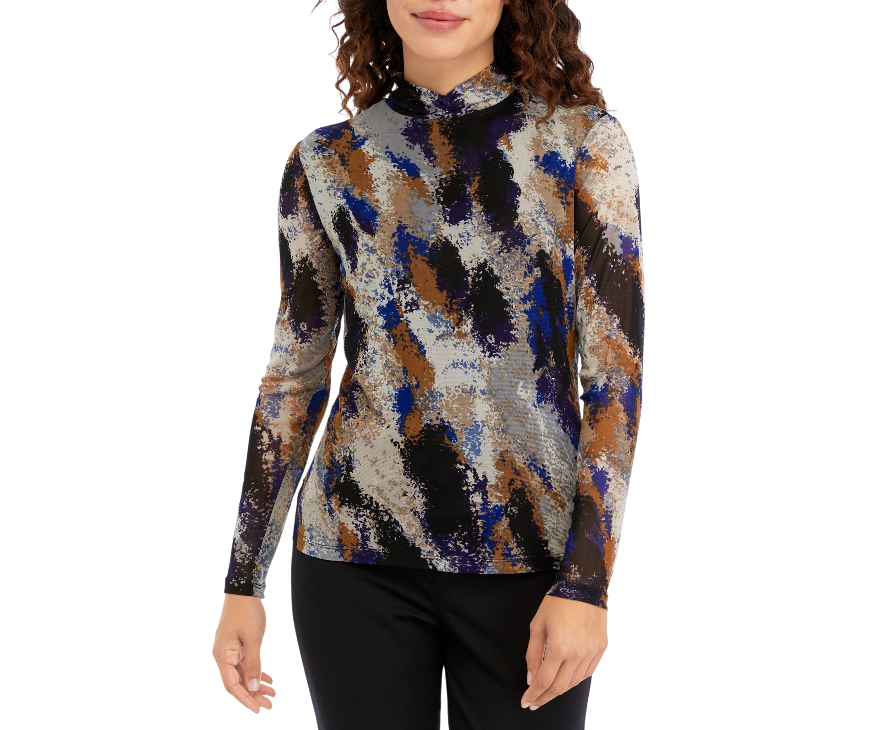 Petite Abstract Turtleneck Top 