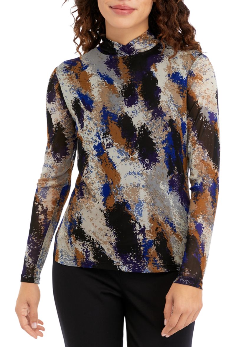 Petite Abstract Turtleneck Top 