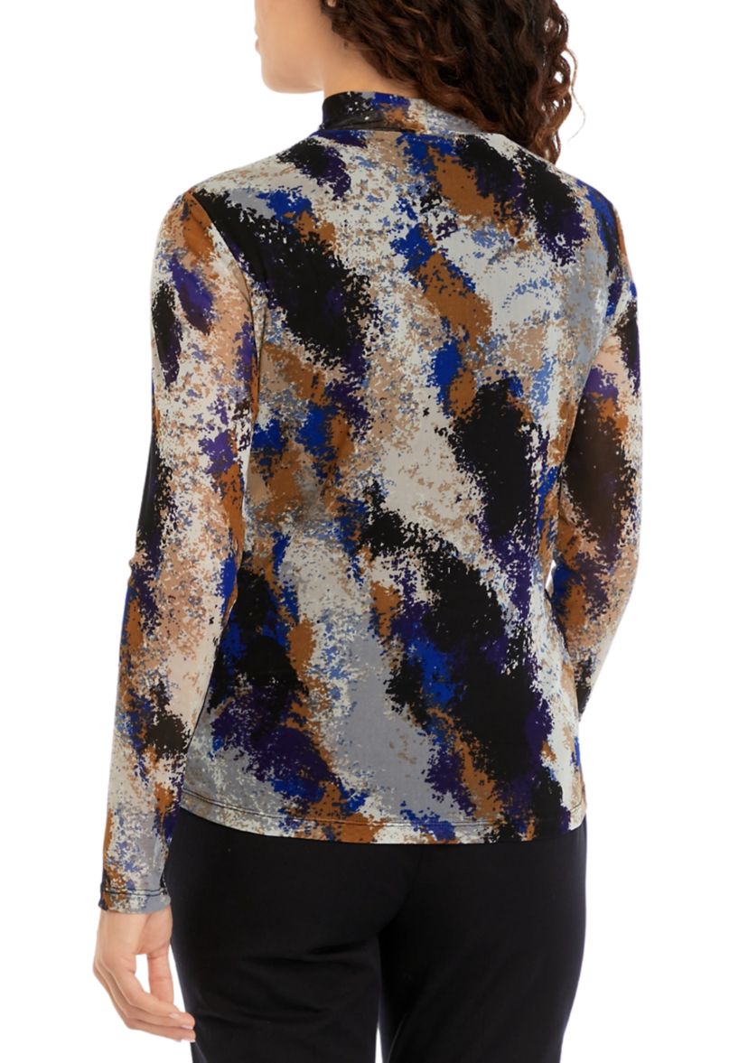 Petite Abstract Turtleneck Top 