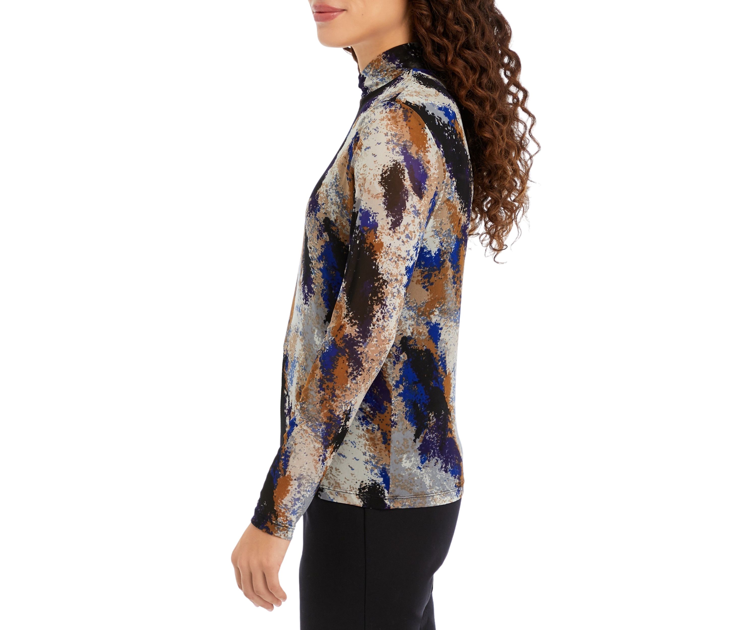 Petite Abstract Turtleneck Top 