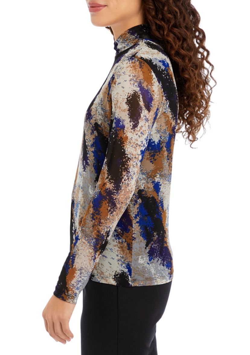 Petite Abstract Turtleneck Top 