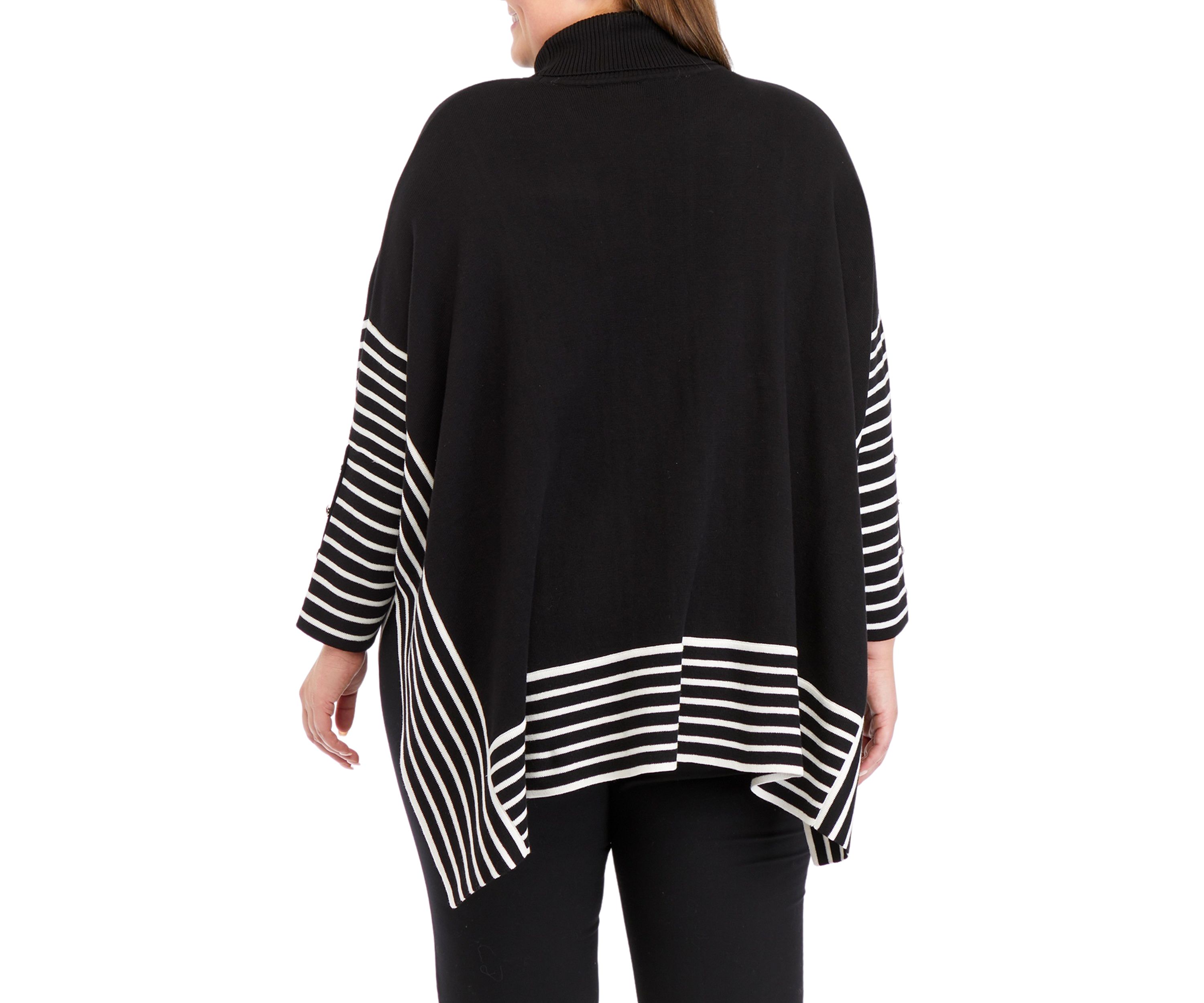 Plus Size Extend Drop Shoulder Stripe Sweater