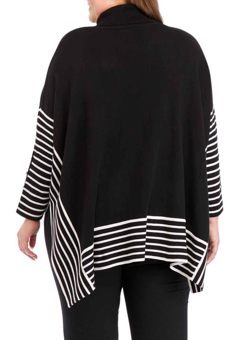 Plus Size Extend Drop Shoulder Stripe Sweater