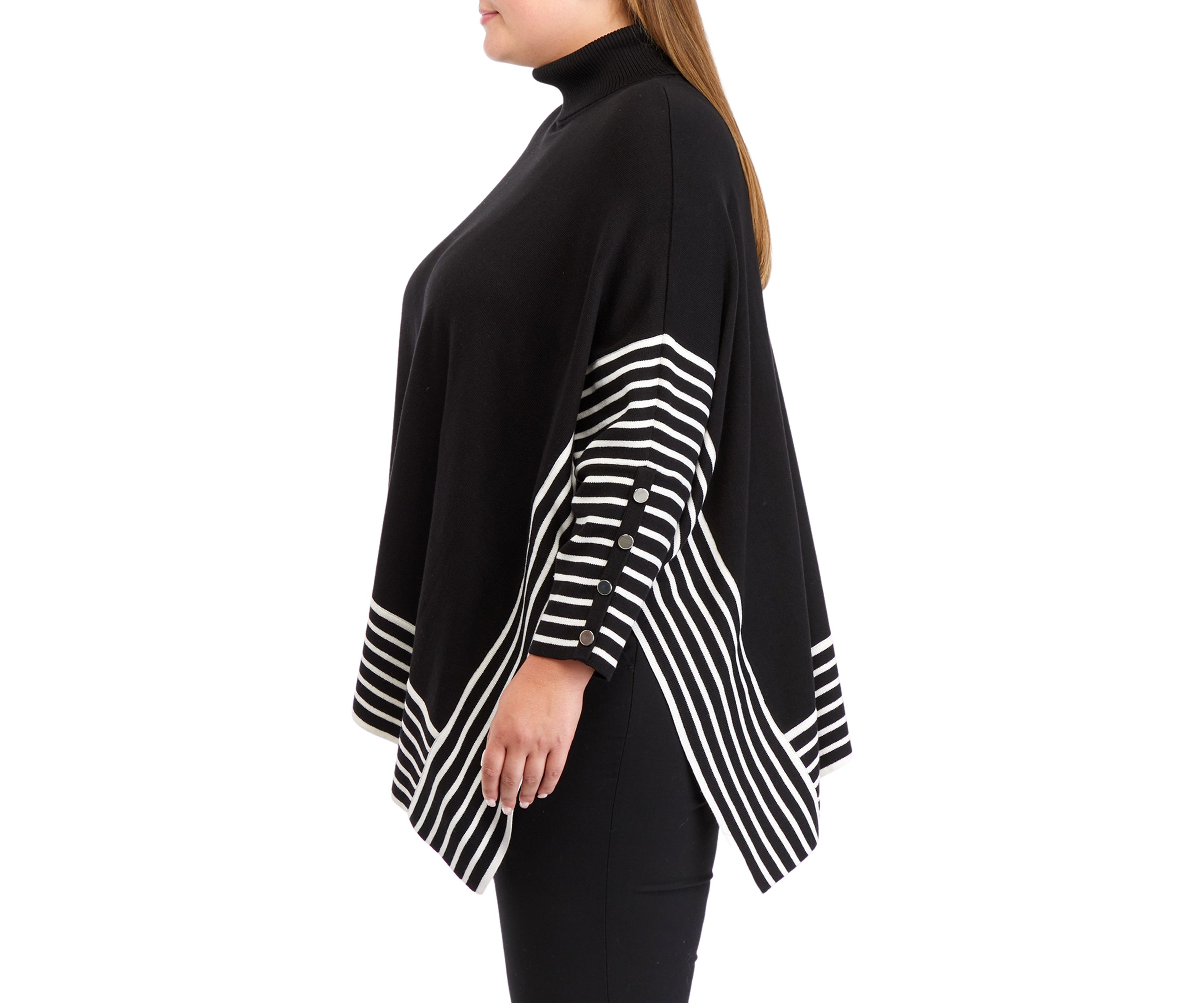 Plus Size Extend Drop Shoulder Stripe Sweater
