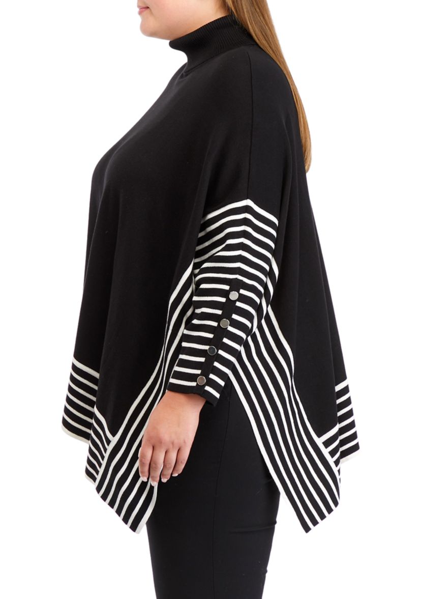 Plus Size Extend Drop Shoulder Stripe Sweater