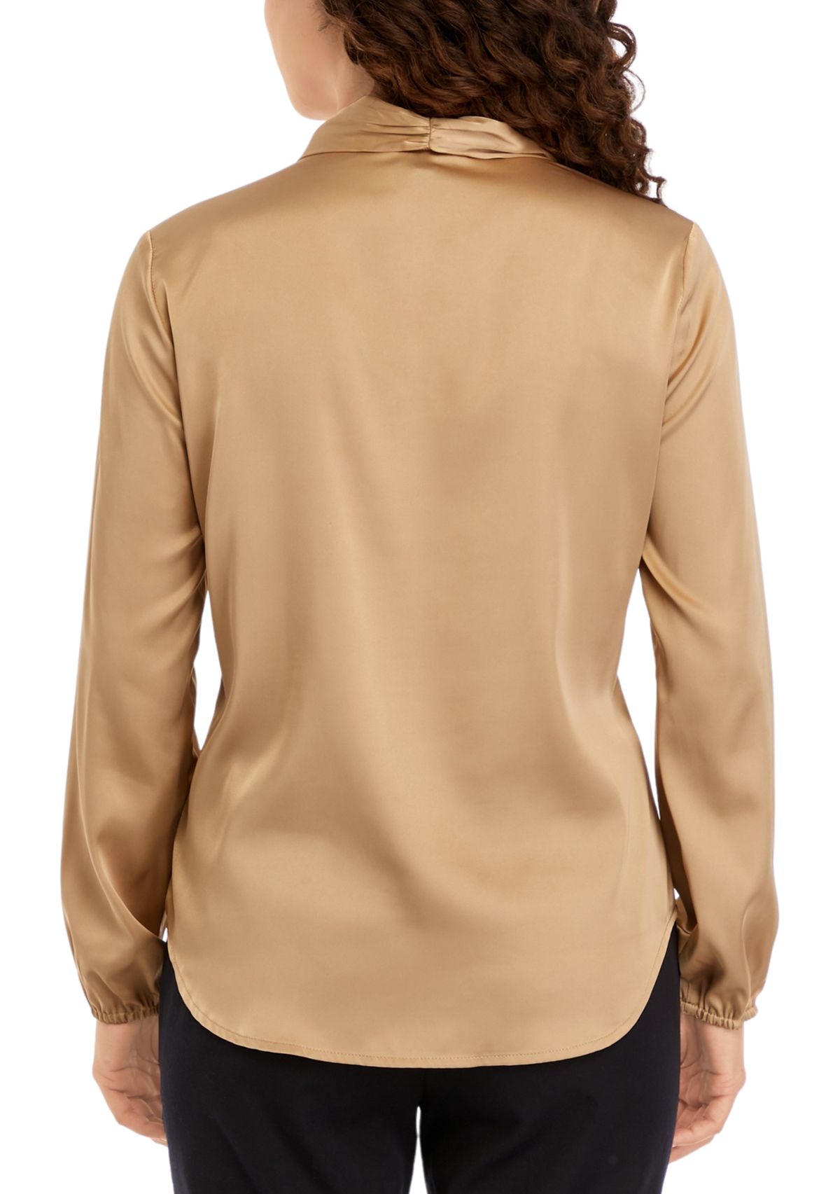 Petite Satin Tie Neck Blouse