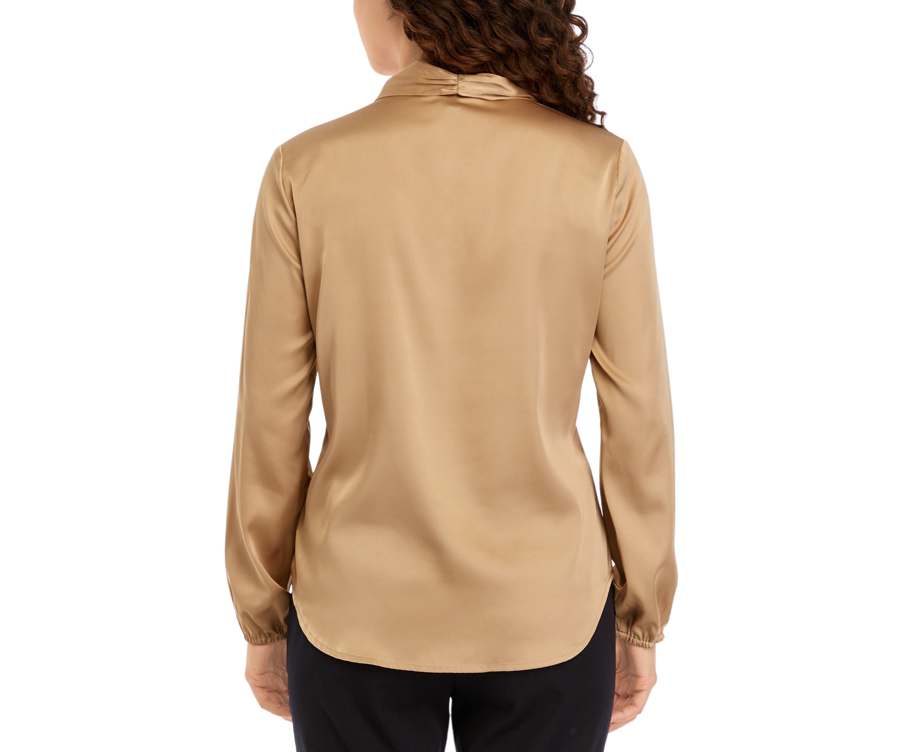 Petite Satin Tie Neck Blouse