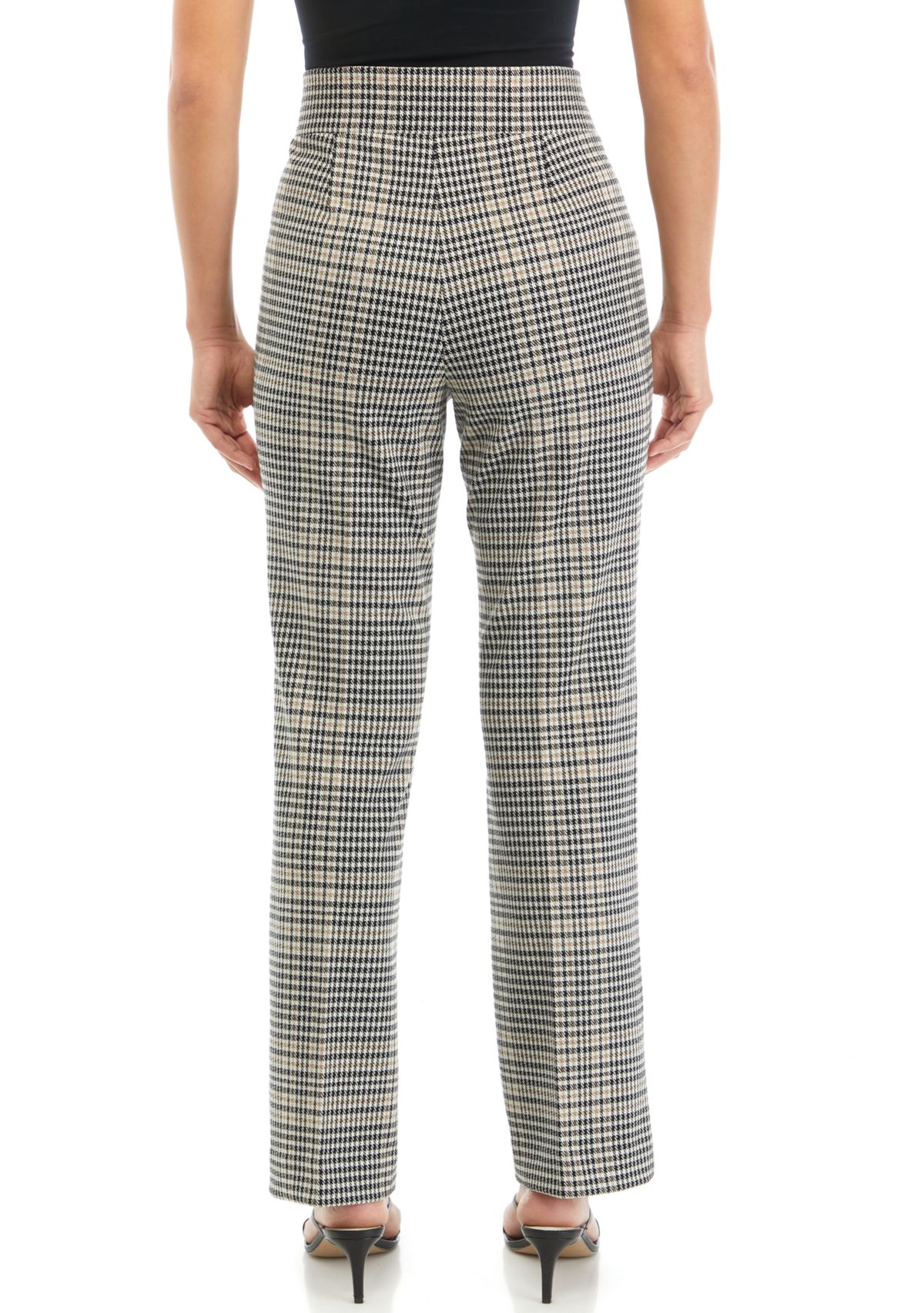 Petite Plaid Pull On Pintuck Bootleg Pants