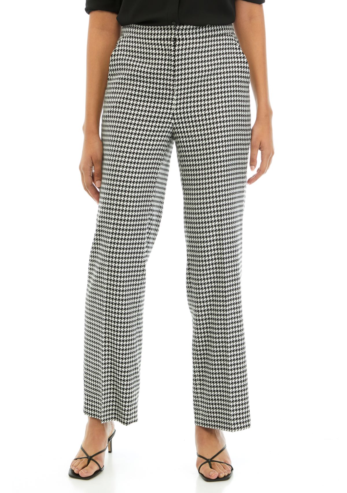 Womens Houndstooth Wide Leg Pants 
